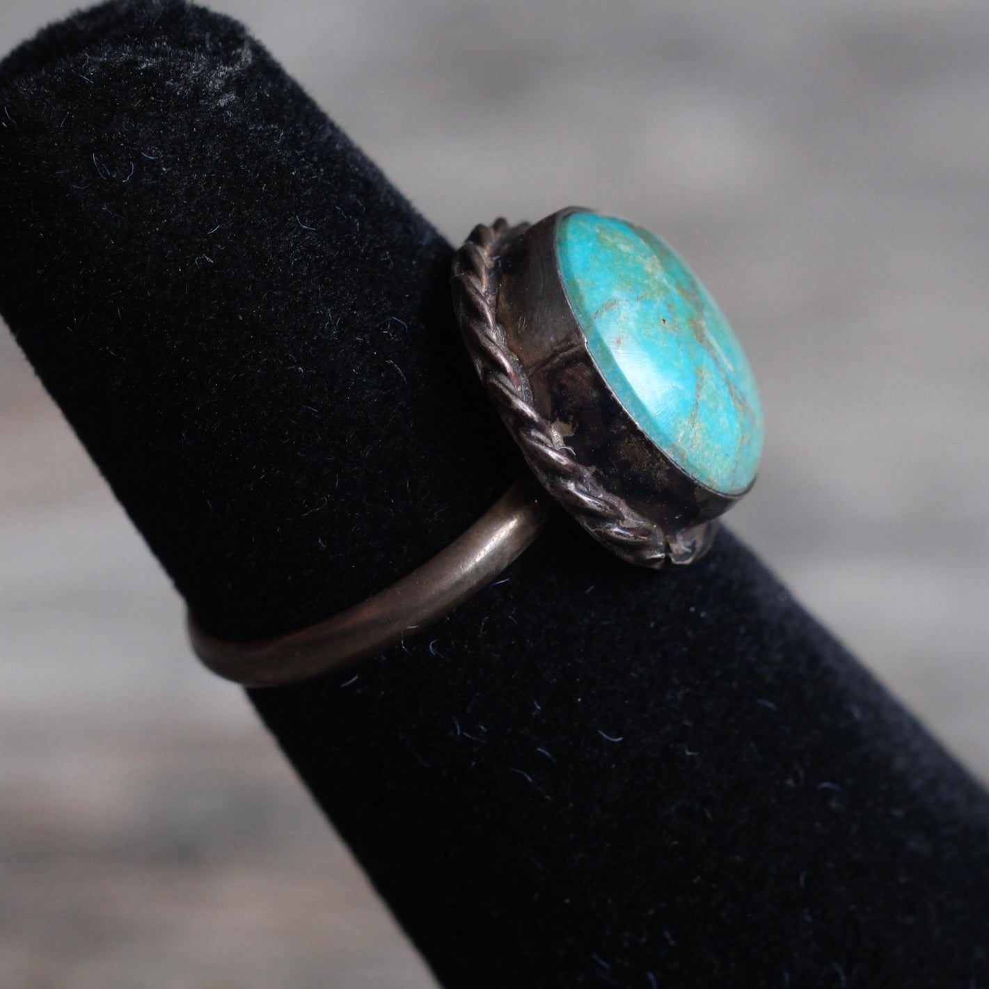 Vintage Sterling Turquoise Ring 3.5