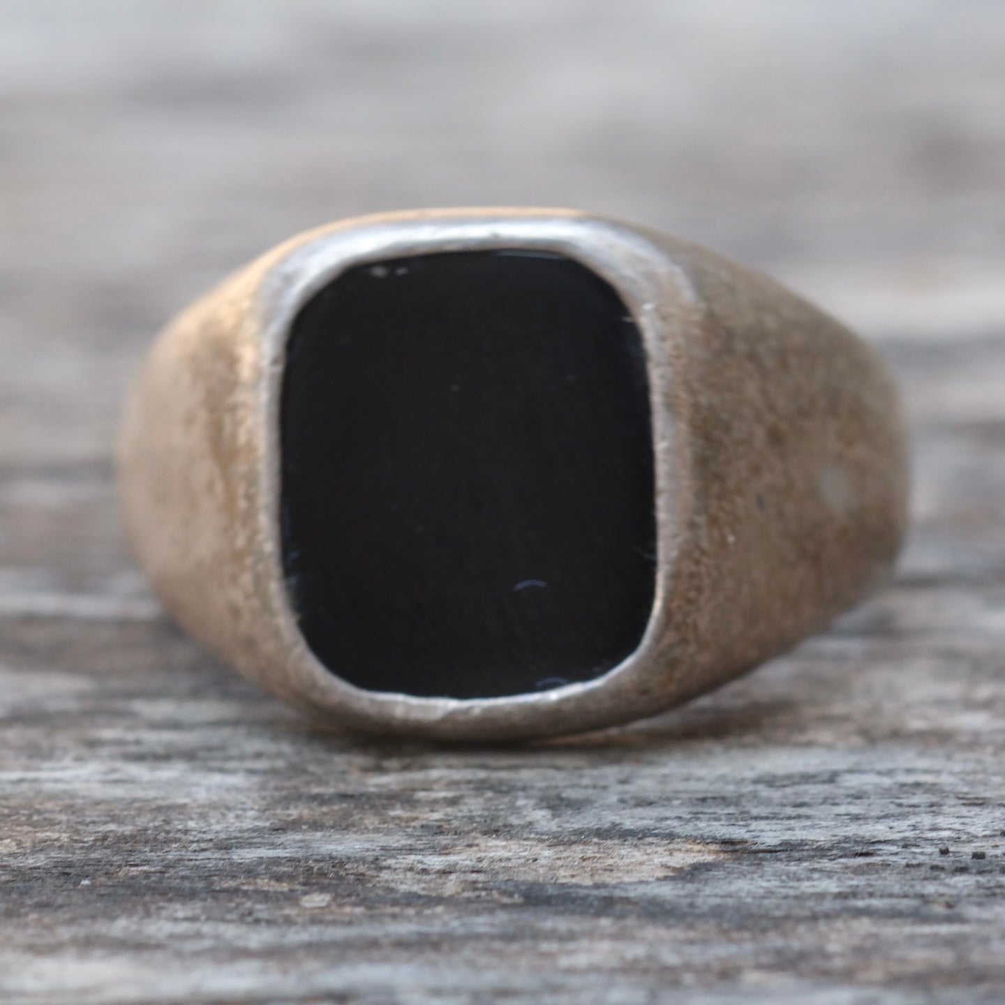 Vintage Sterling Onyx Signet Ring 10.25