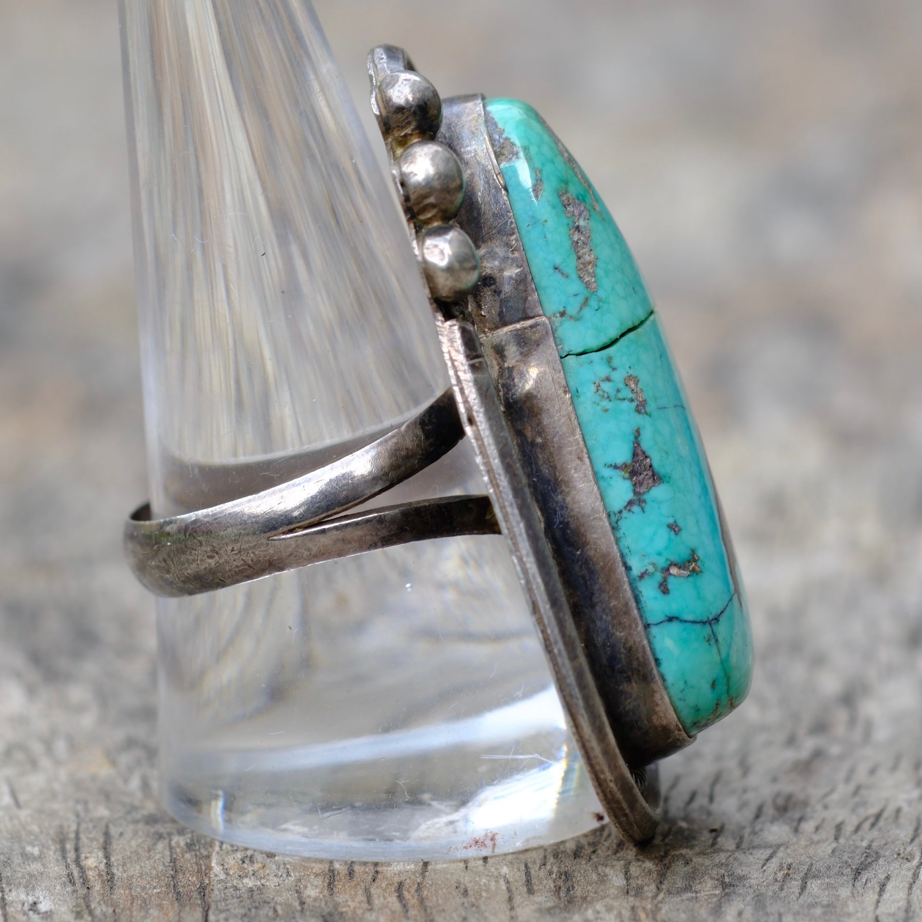 HUGE Vintage Sterling Turquoise Ring 10.5