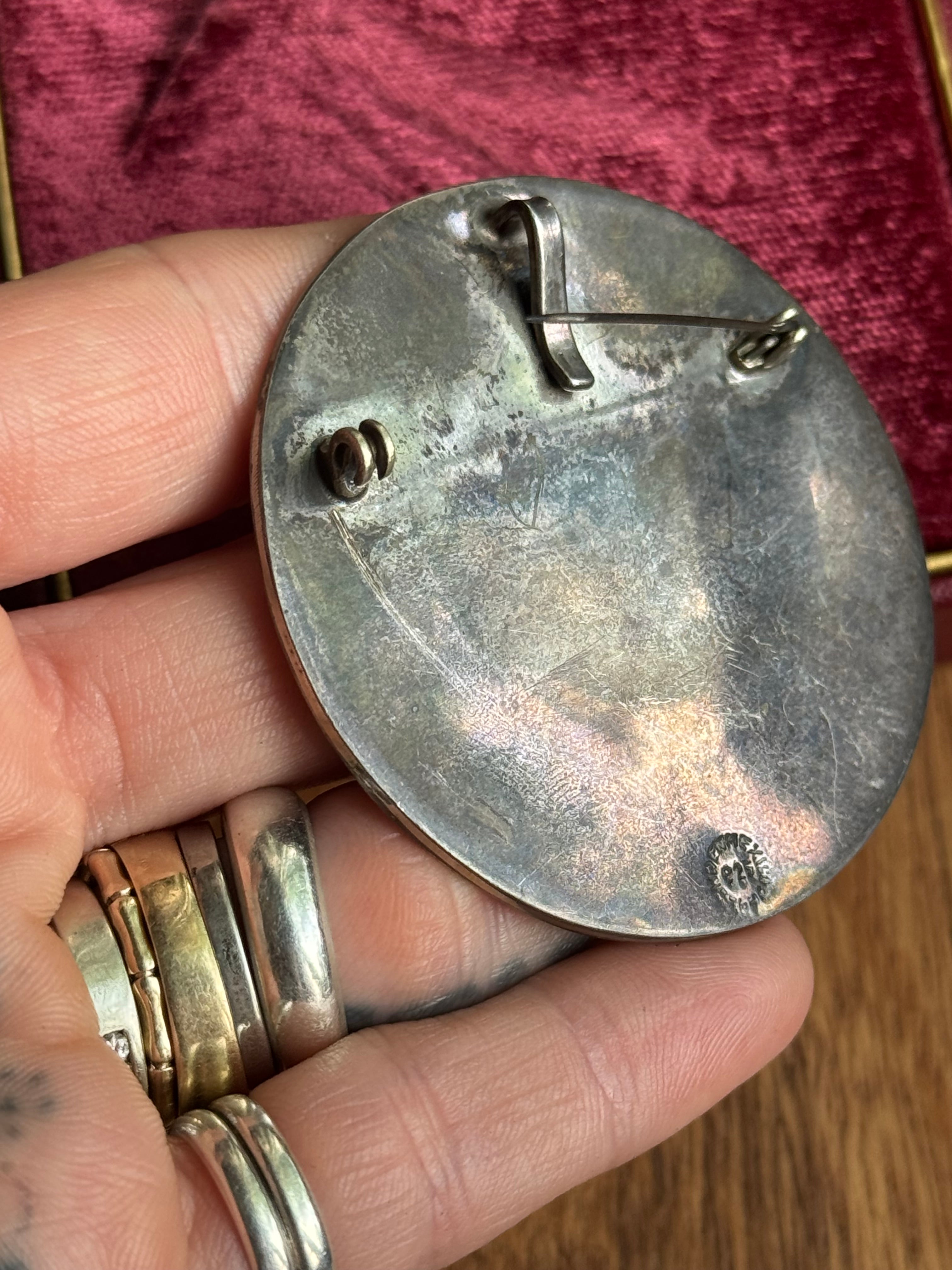 Vintage Sterling Silver Large Aztec Calendar Pin/Pendant