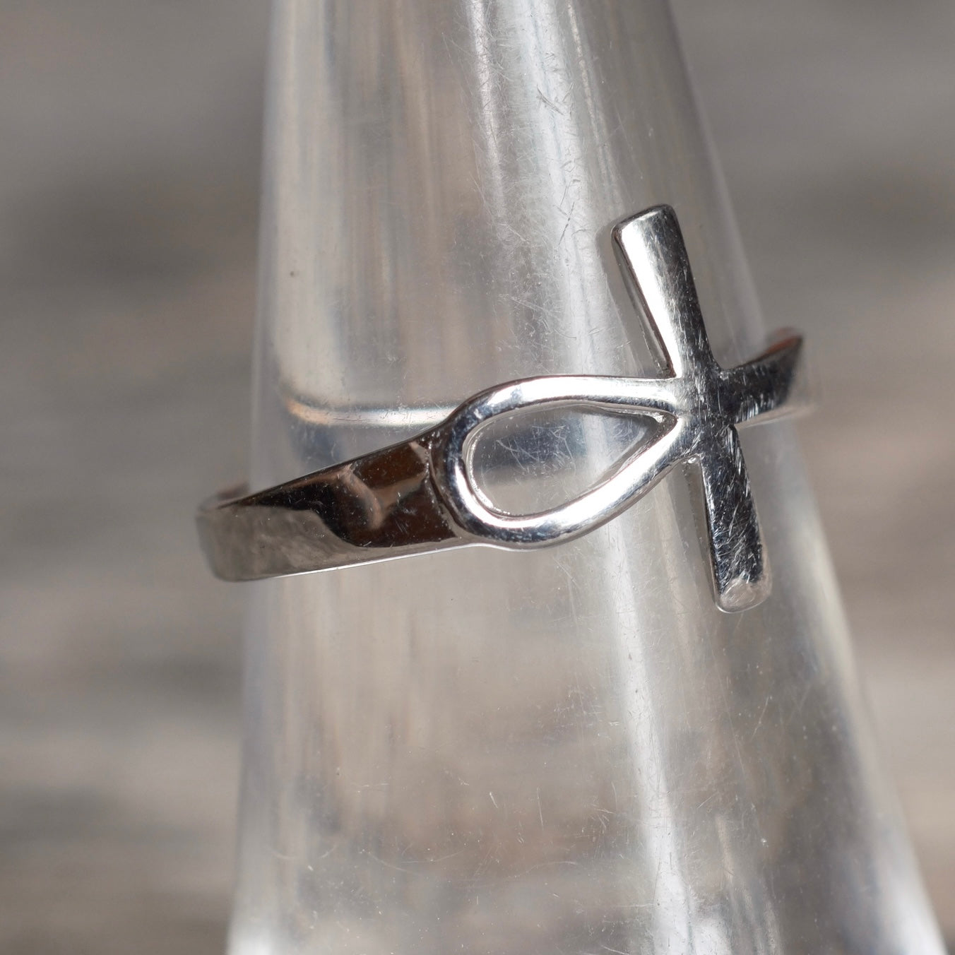 Vintage Sterling Silver Ankh Ring 6.75