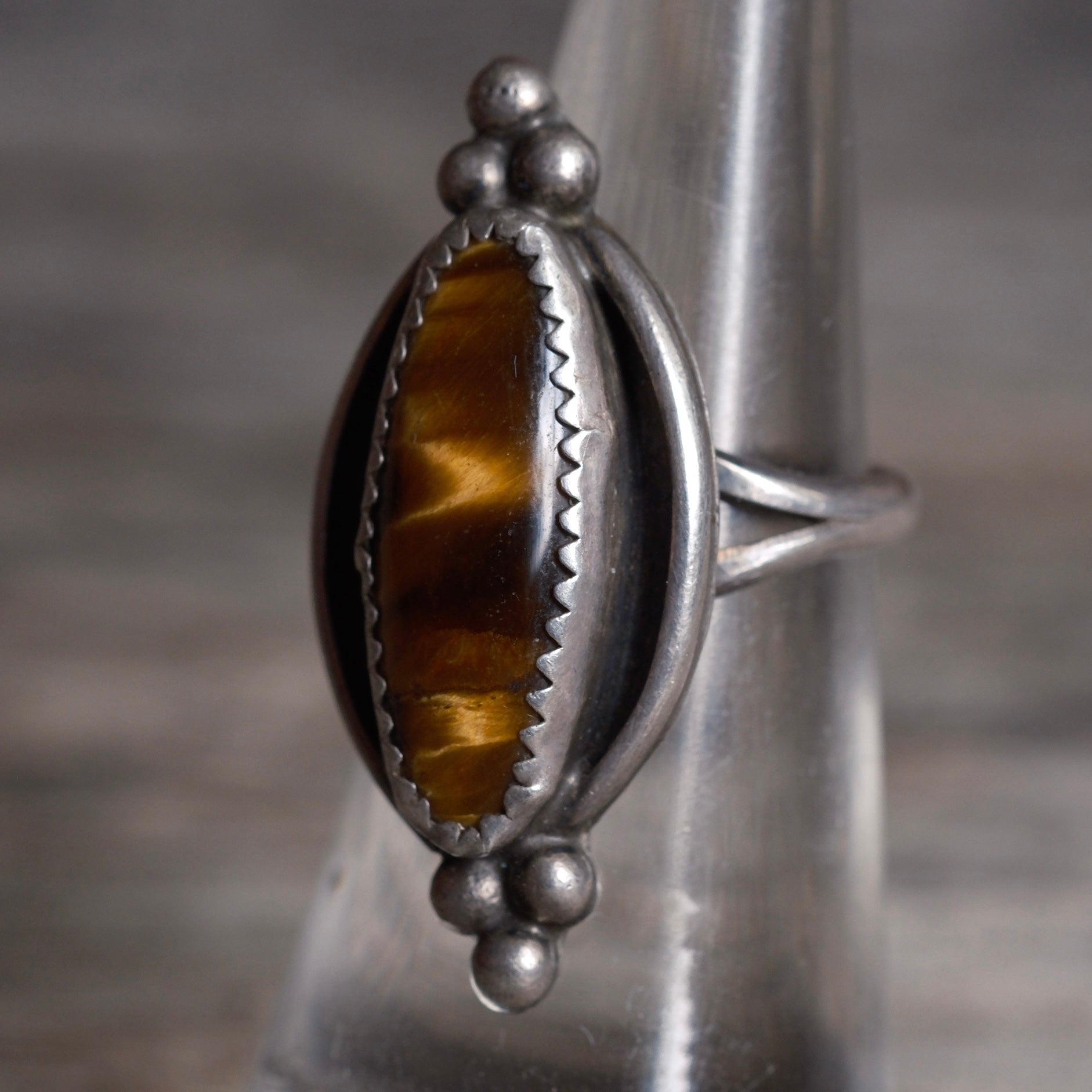 Vintage Sterling Tigers Eye Ring 5.25