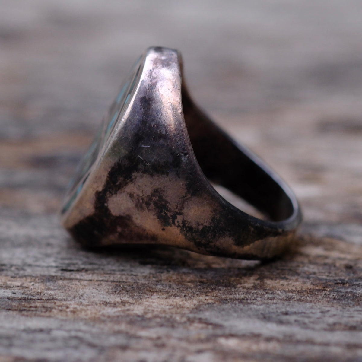 Vintage Sterling Turquoise Chip Inlay Ring 3.5