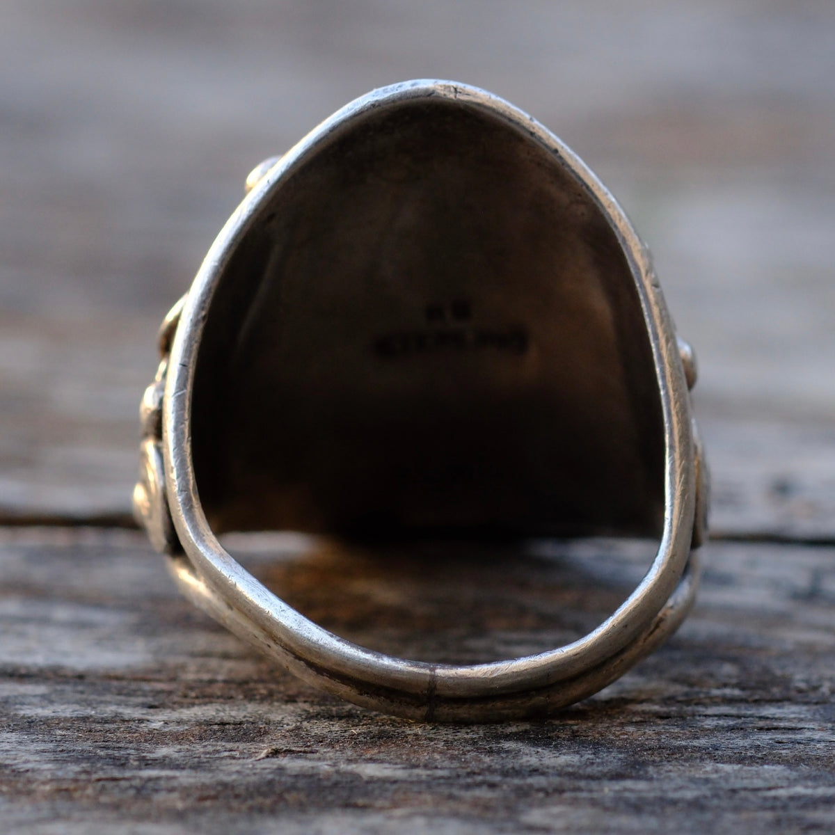 Vintage Sterling Onyx Eagle Ring 8.75