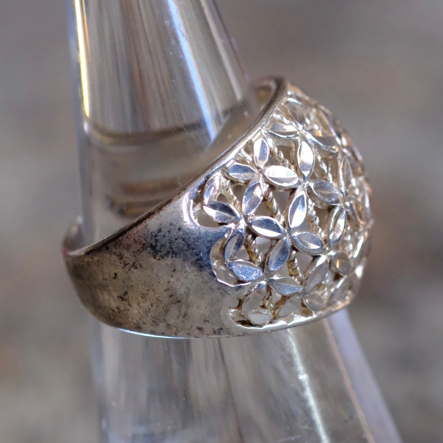 Vintage Sterling Silver Floral Ring 6