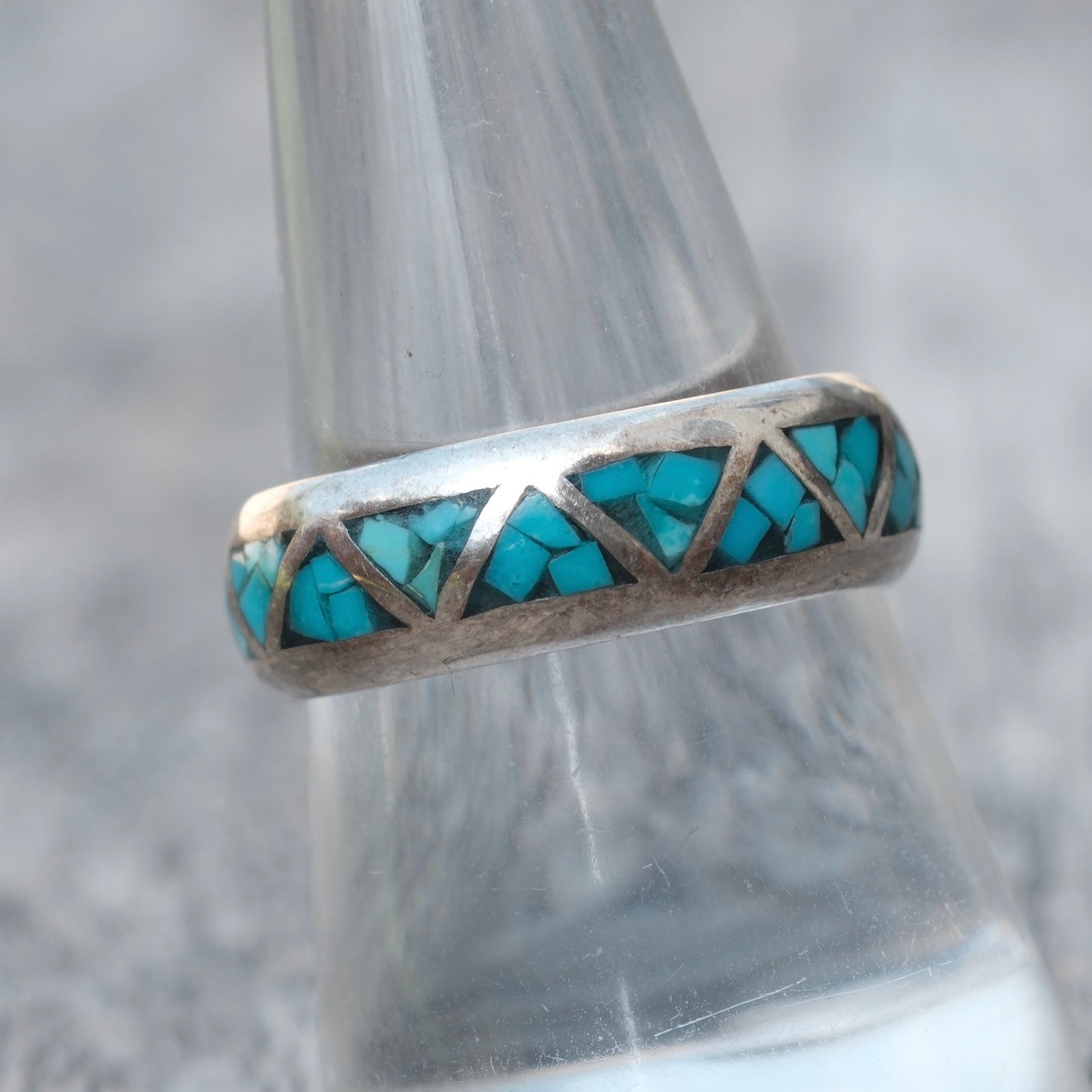 Vintage Sterling Turquoise Band Ring 9