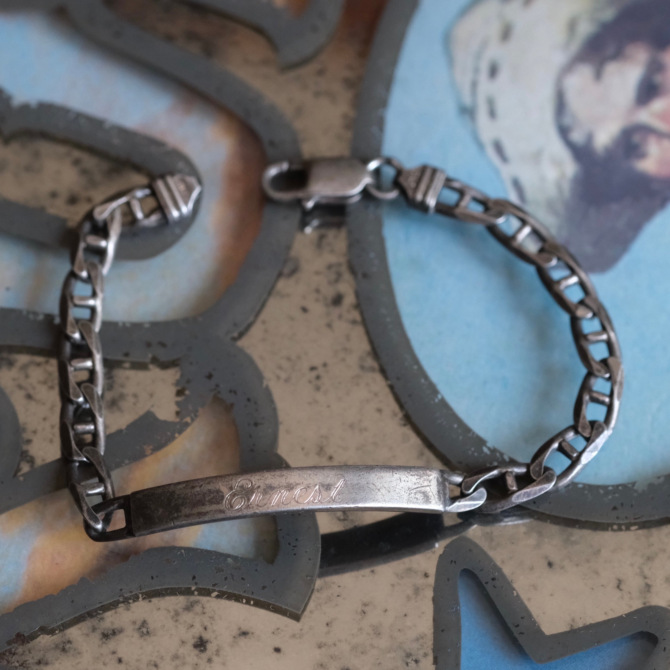 Vintage Sterling Silver ID Bracelet 8"