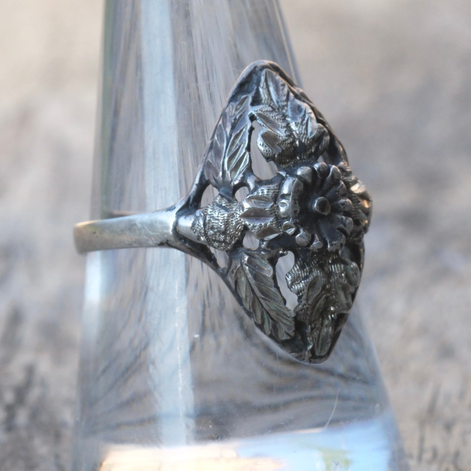 Vintage Sterling Silver Leaf Ring 9