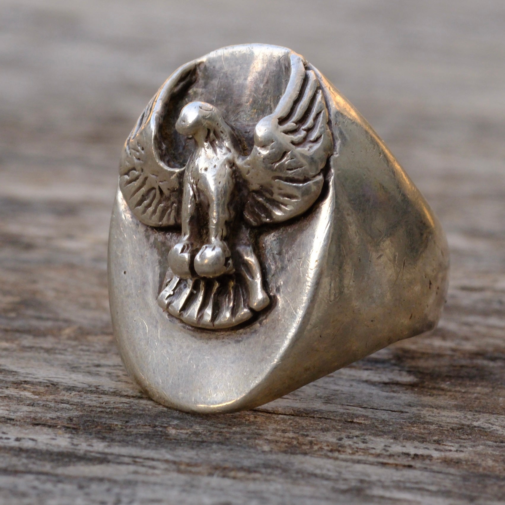 Vintage Sterling Silver Eagle Signet Ring 9