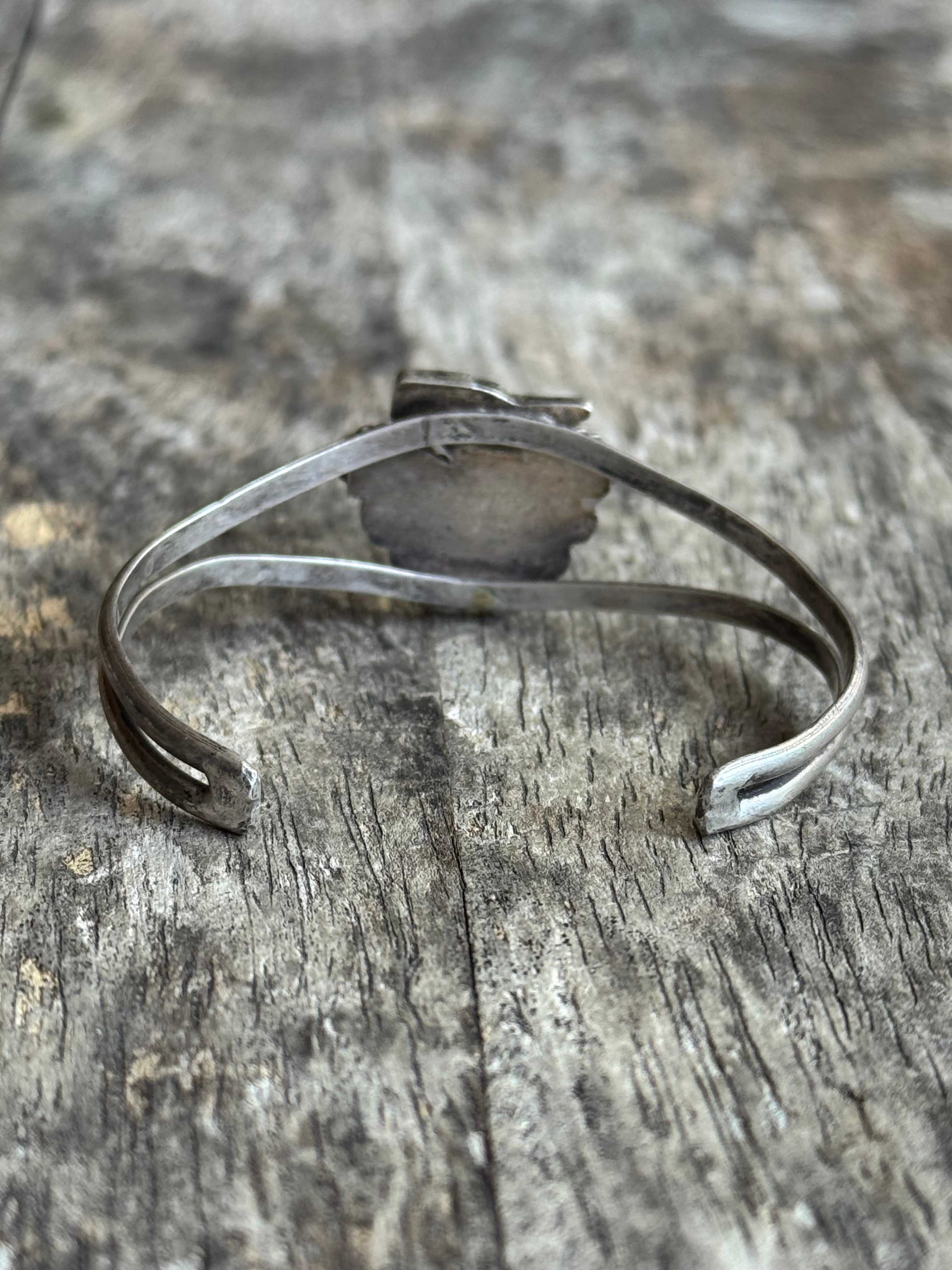 Vintage Sterling Silver Multistone Inlay Thunderbird Cuff