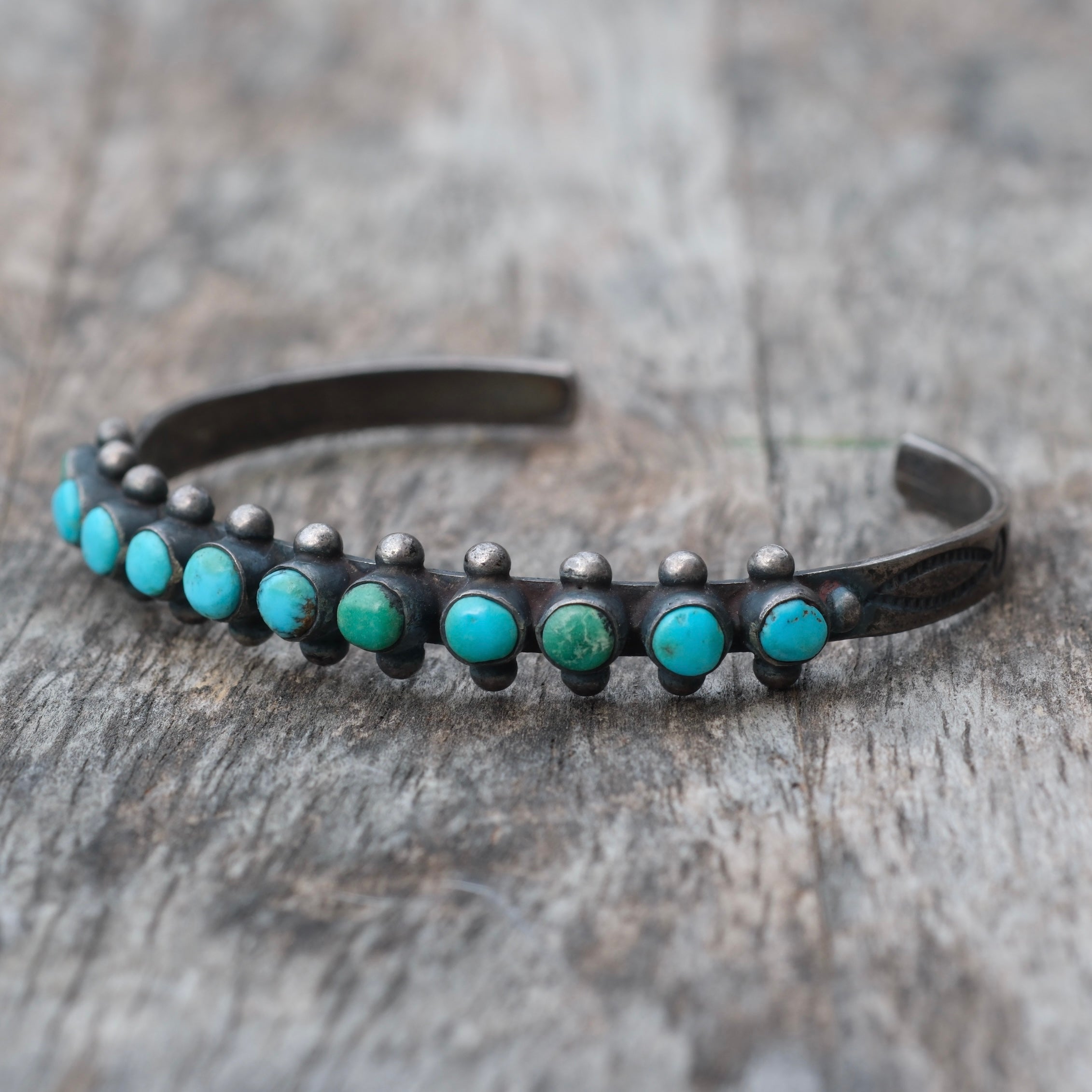 Vintage Sterling Snake Eye Turquoise Cuff Bracelet