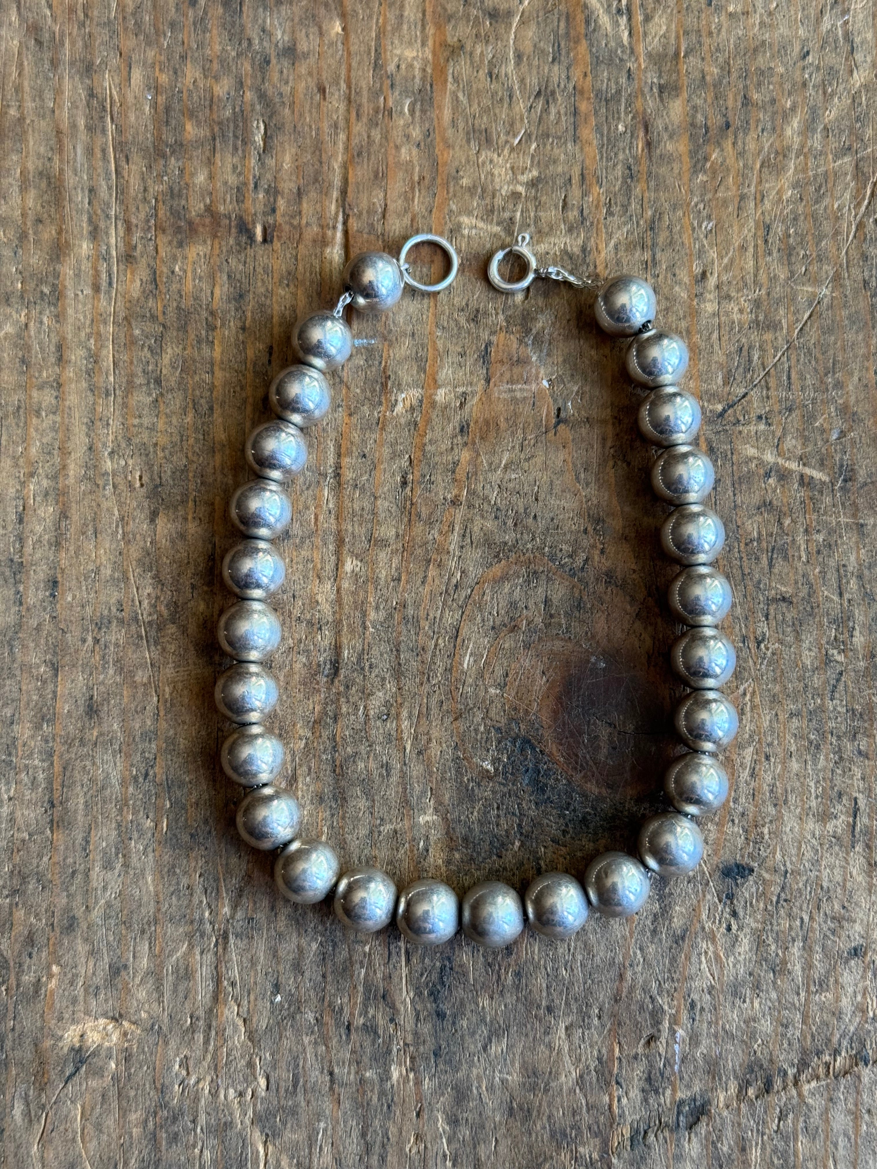 Vintage Sterling Silver Bead Bracelet 8"