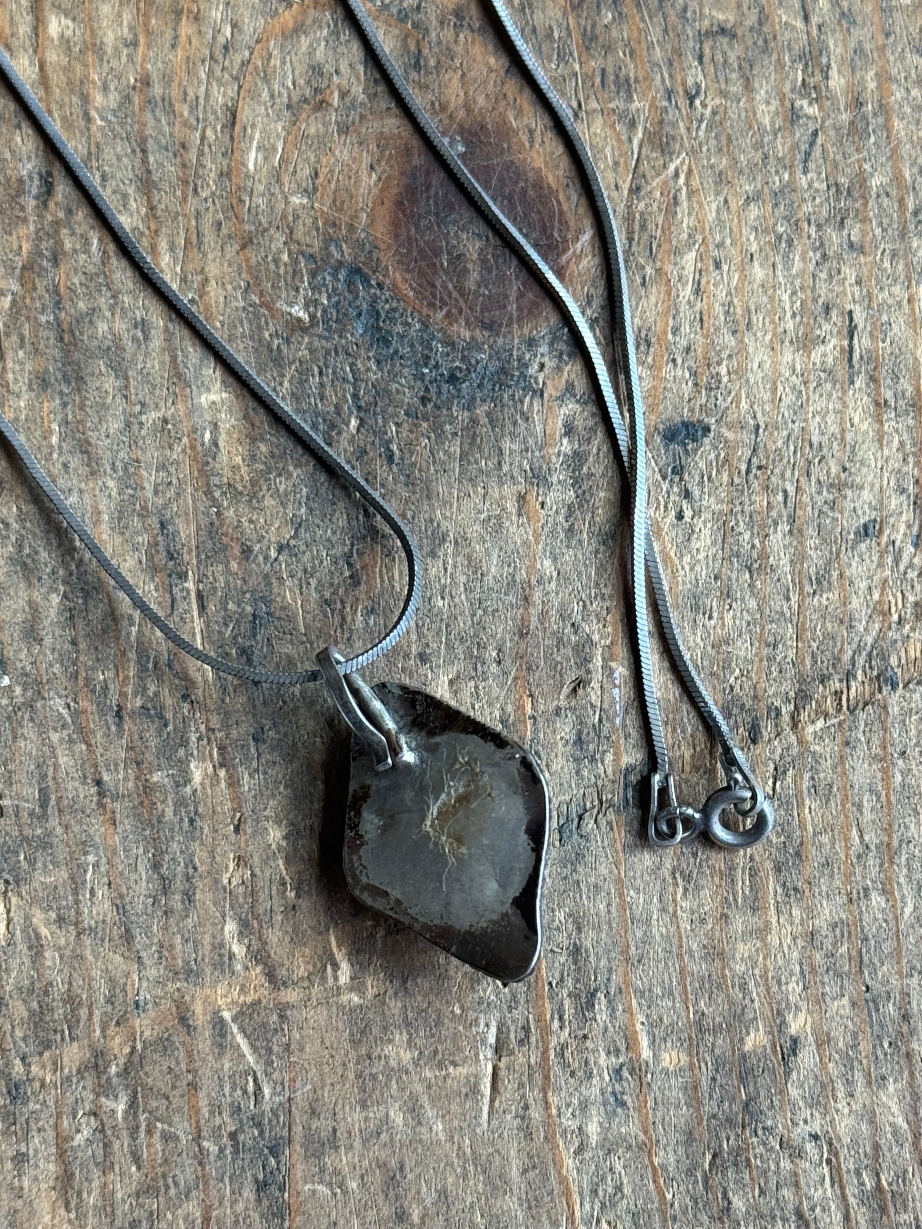 Vintage Sterling Silver Diamond Turquoise Necklace