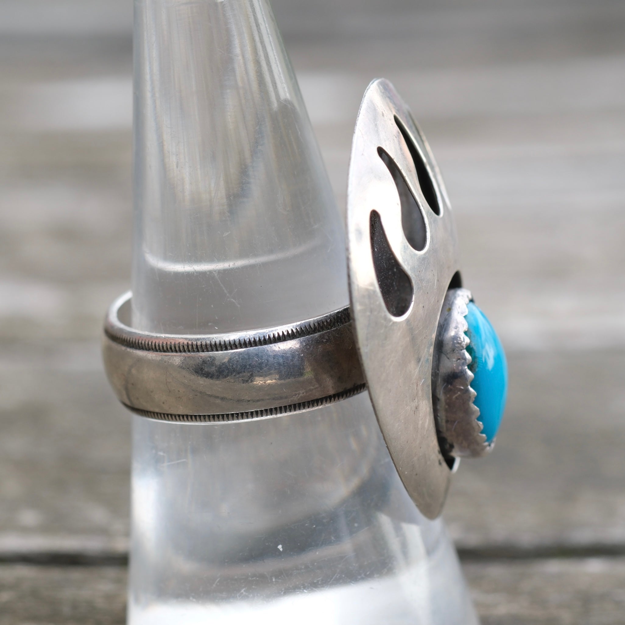 Vintage Sterling Turquoise Bear Paw Ring 8