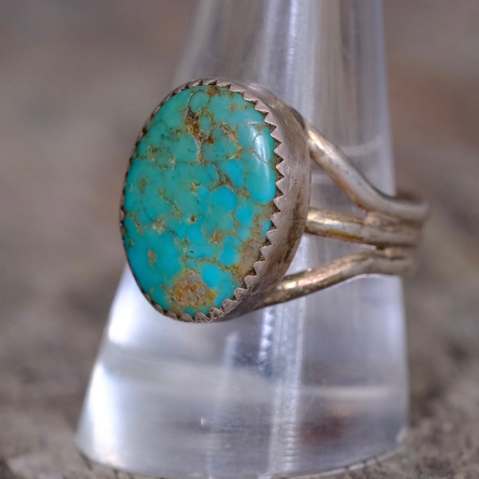 Vintage Sterling Turquoise Ring 10.5
