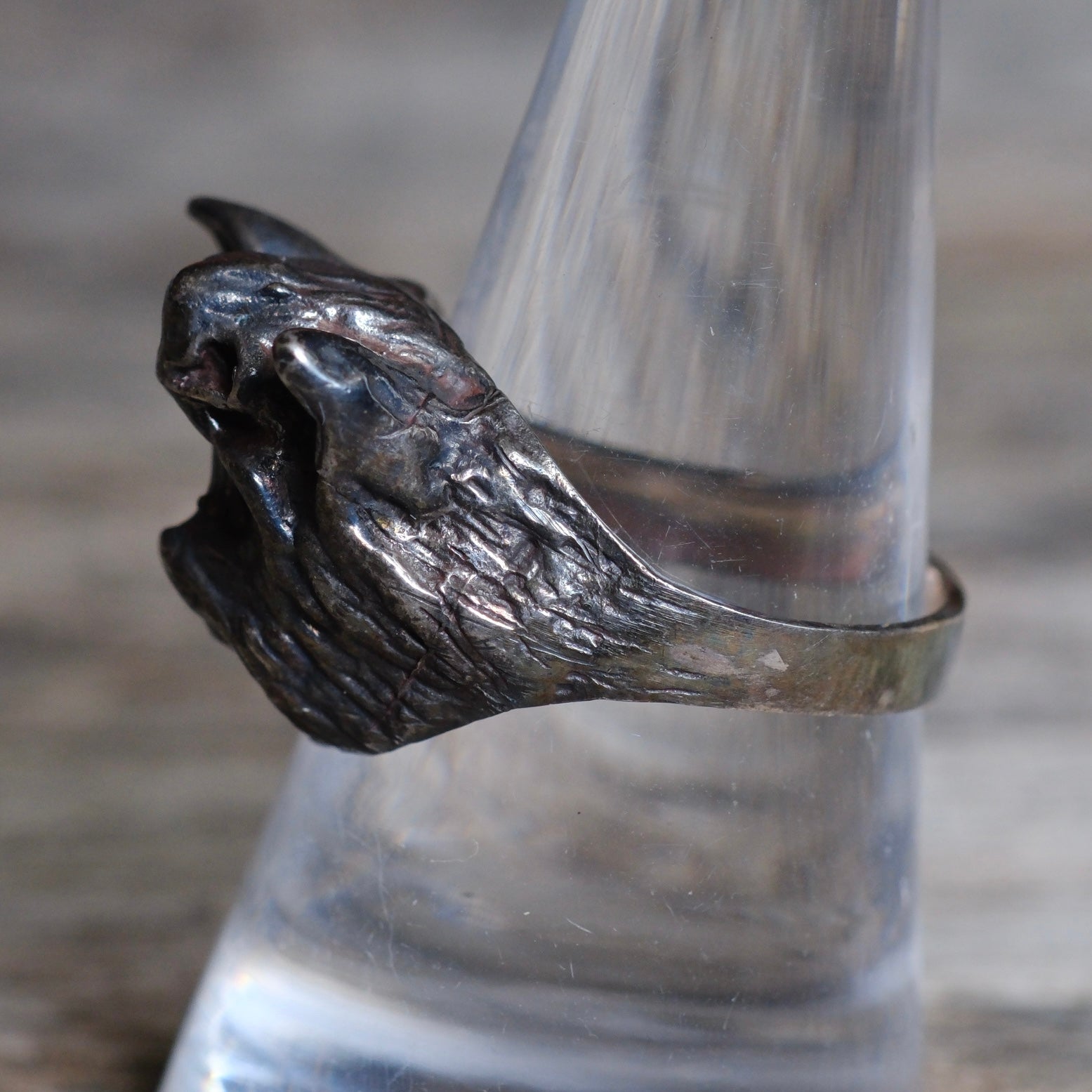 Vintage Sterling Silver Dog Ring 8.75