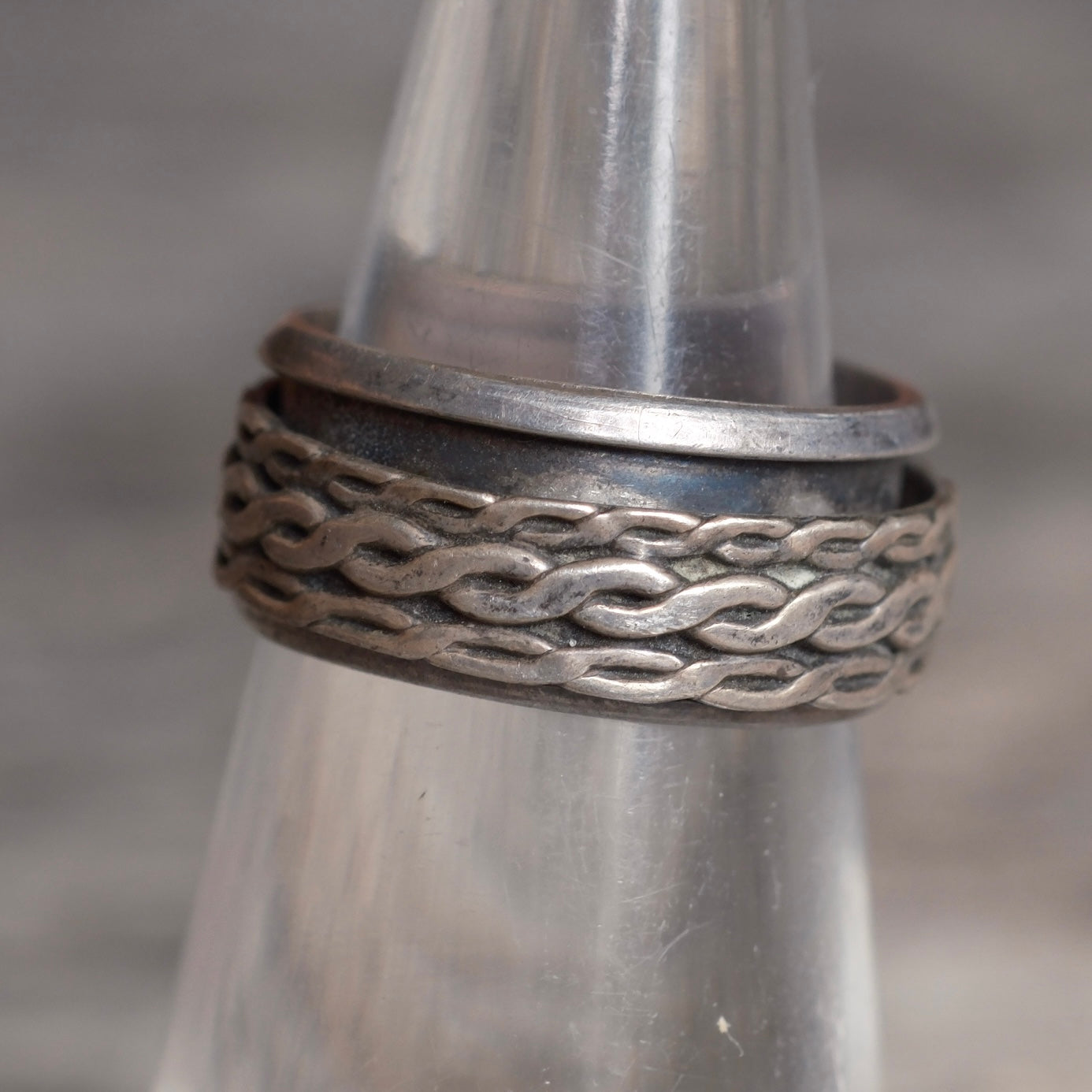 Vintage Sterling Silver Braided Spinner Ring 5