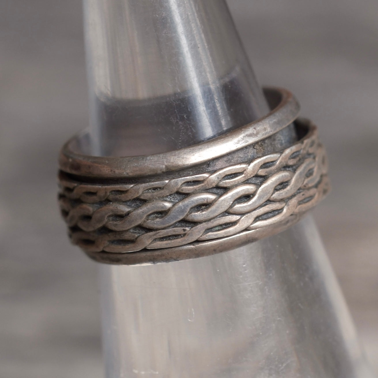Vintage Sterling Silver Braided Spinner Ring 5