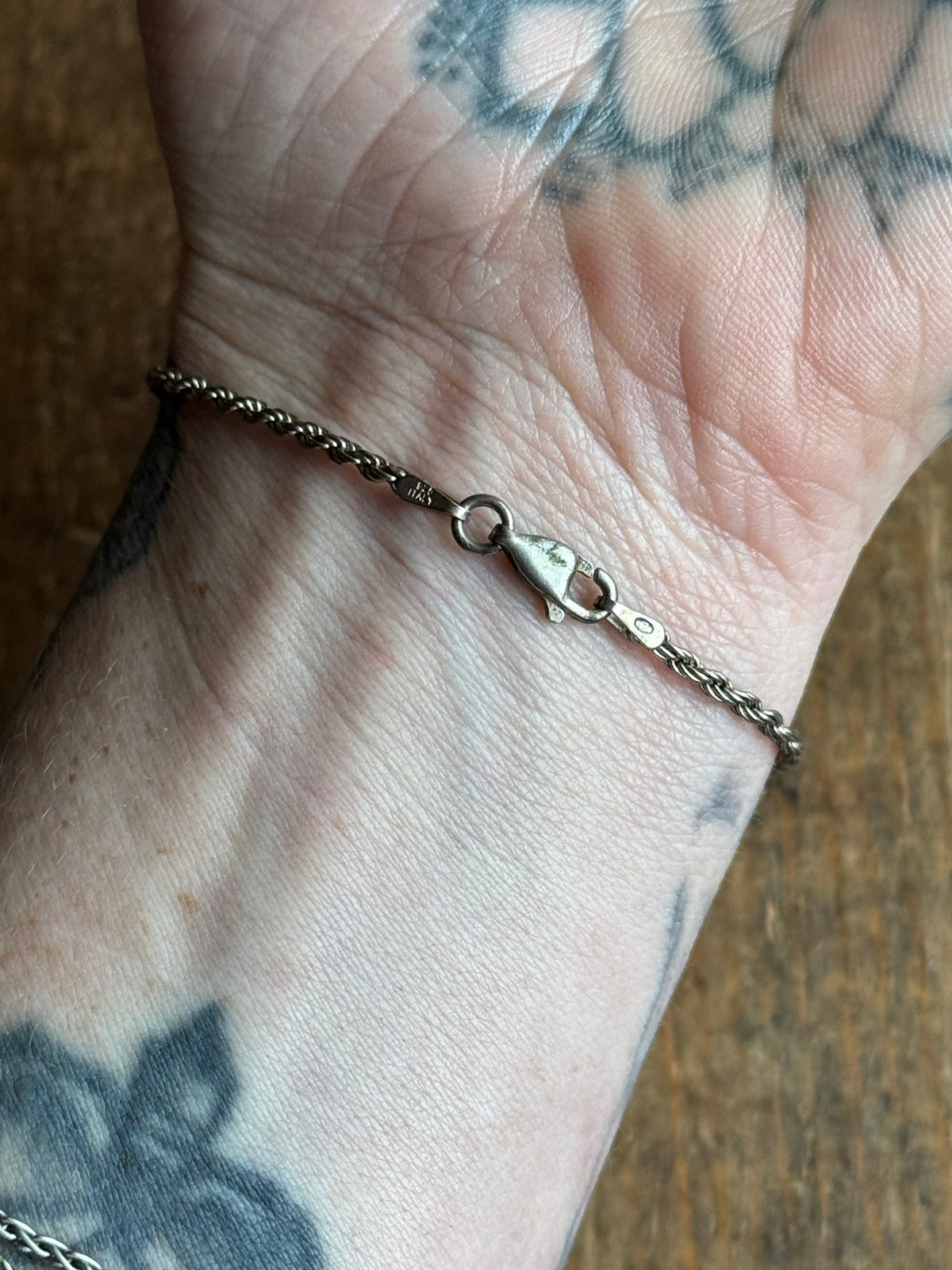 Vintage Sterling Silver Rope Chain Bracelet
