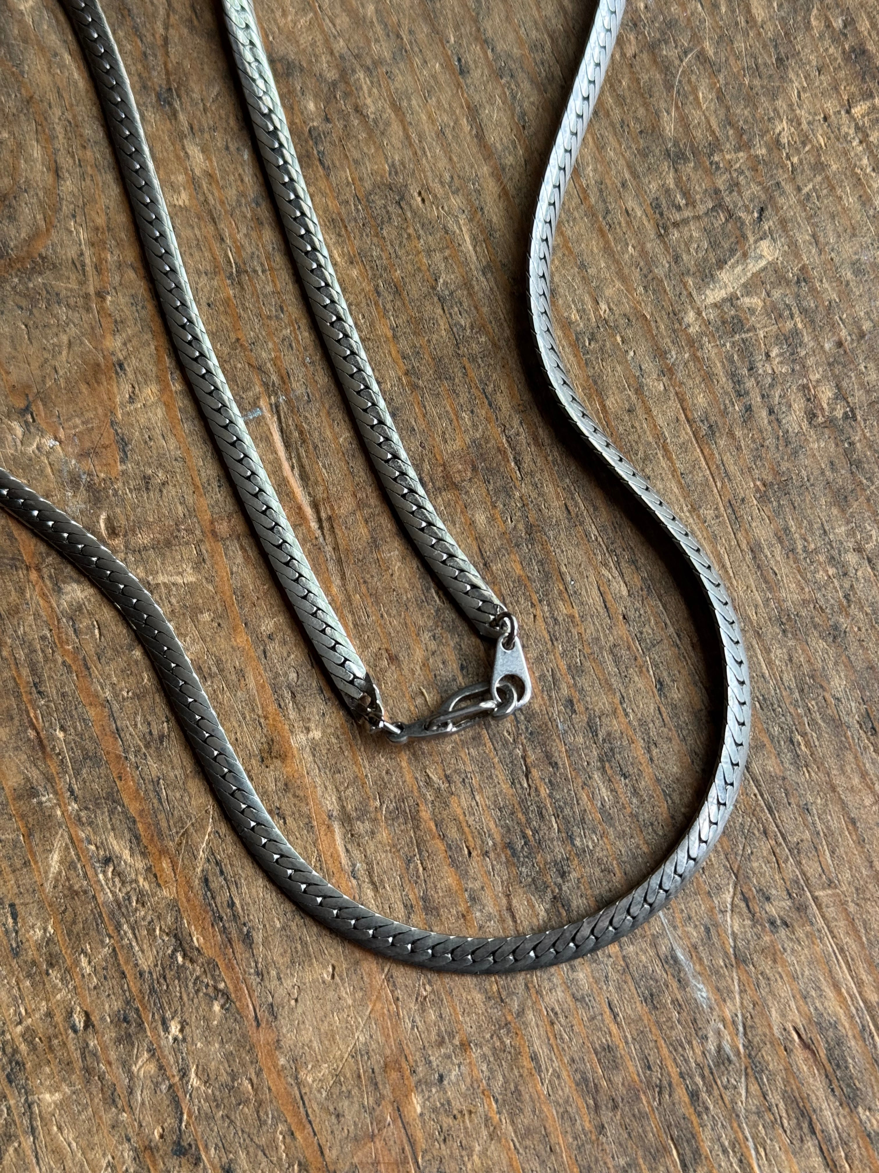 Vintage Sterling Silver 24” Herringbone Chain