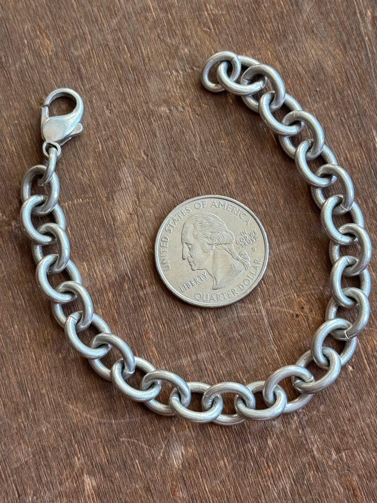 Vintage Sterling Silver 7.75” Chunky Cable Chain Bracelet