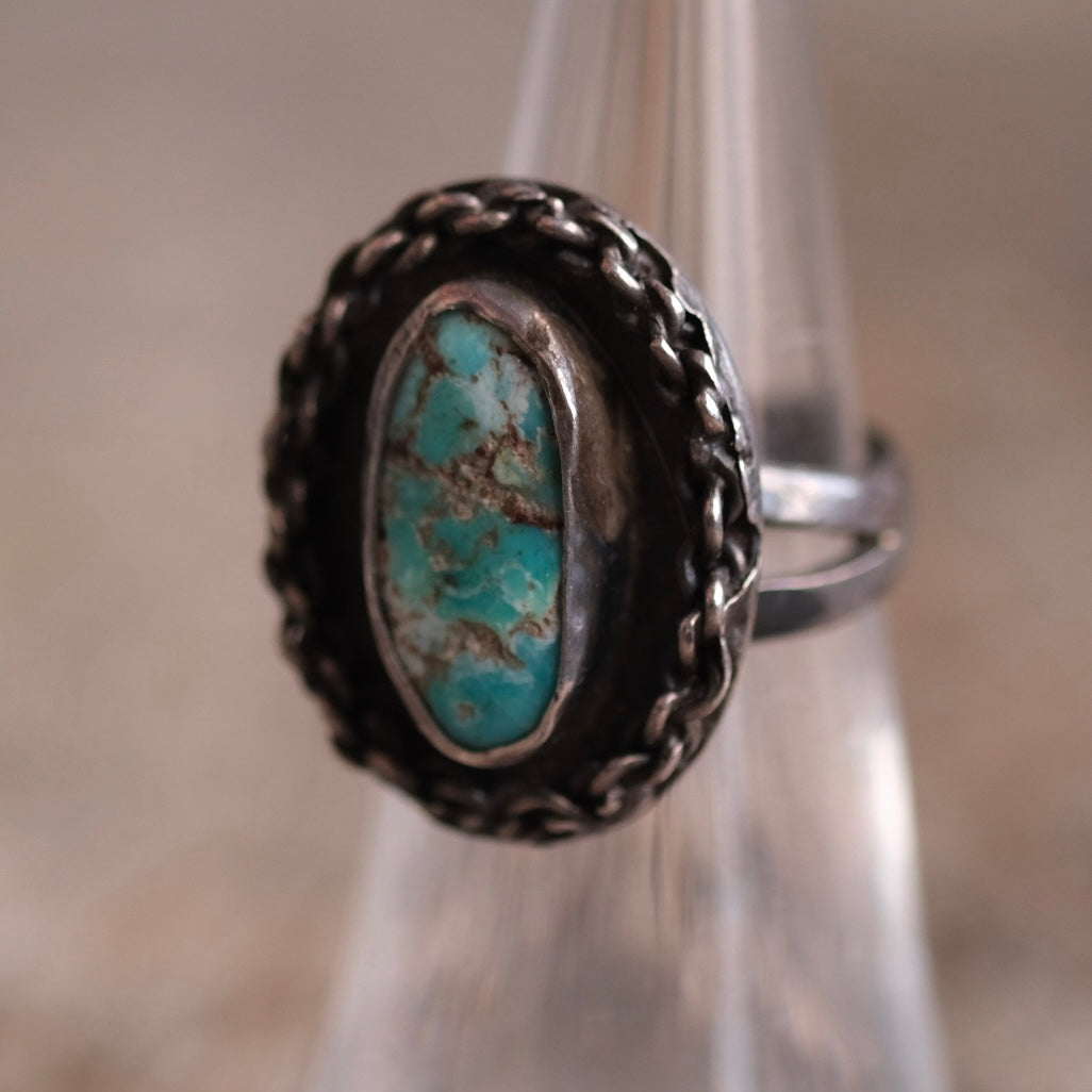 Vintage Sterling Turquoise Ring 5.75