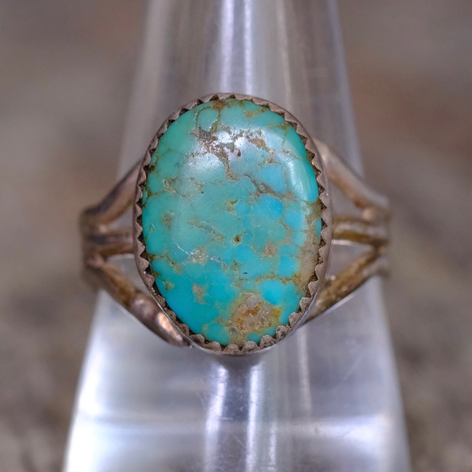 Vintage Sterling Turquoise Ring 10.5
