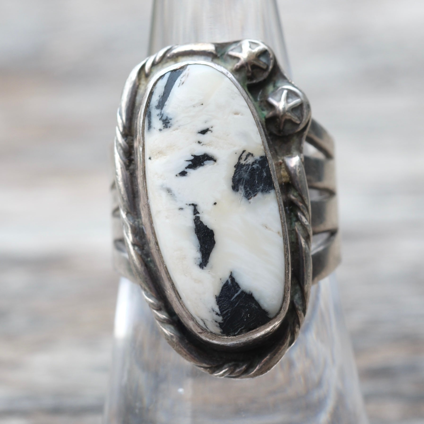 Vintage Sterling White Buffalo Ring 7