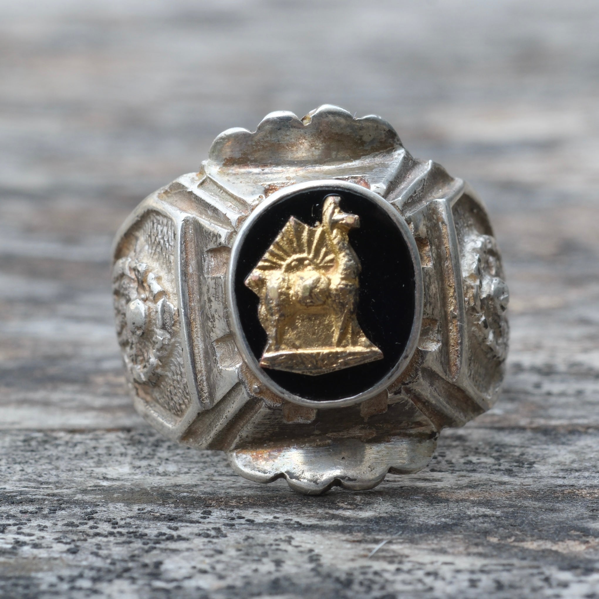 Vintage Sterling Peru Souvenir Ring 10.75