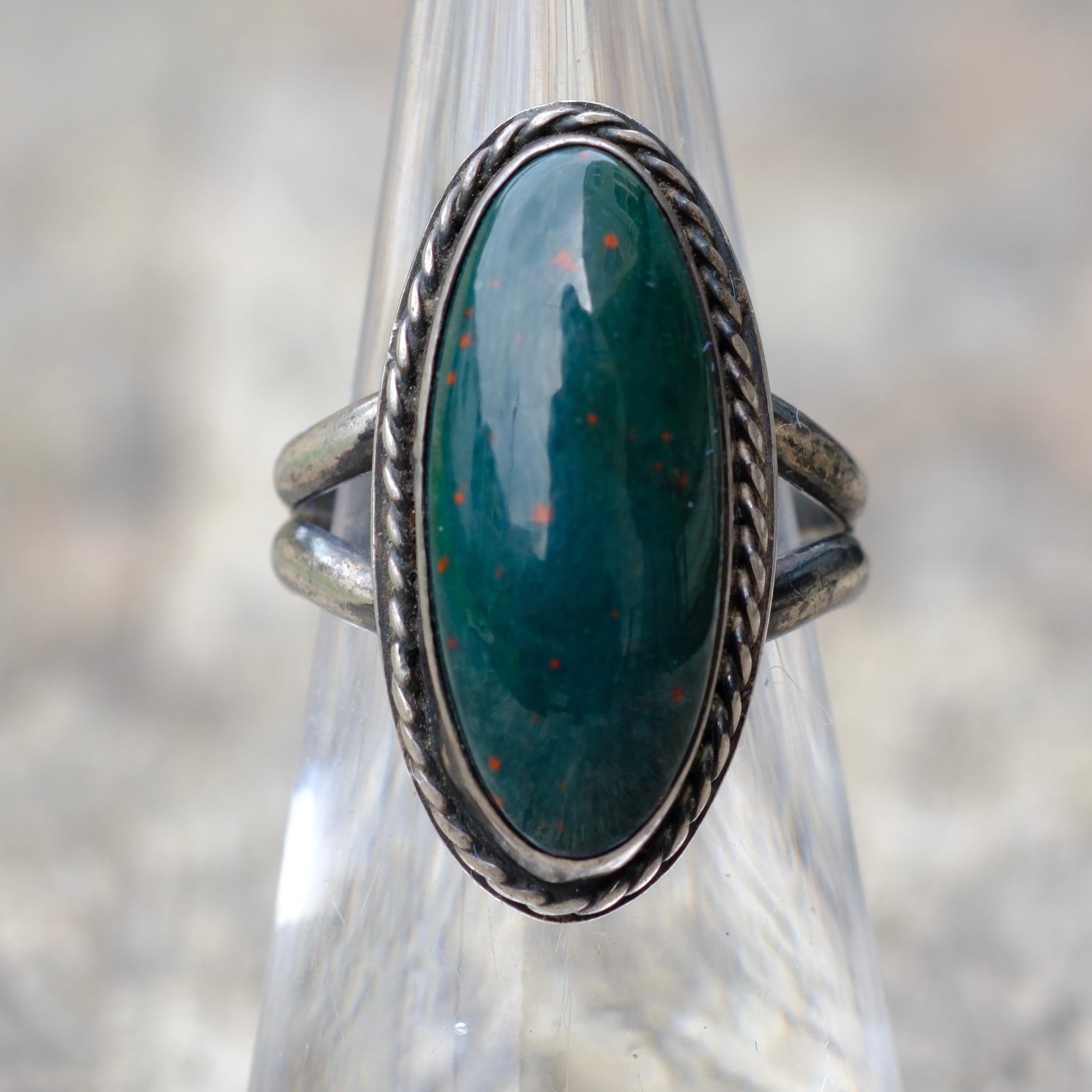 Vintage Sterling Bloodstone Ring 6