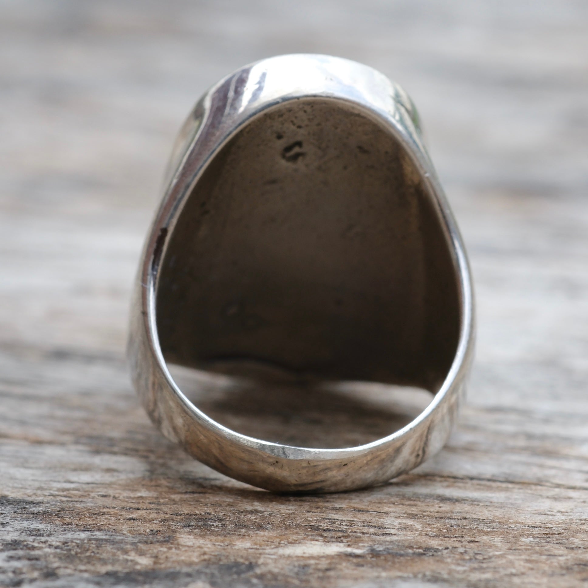 Vintage Sterling Crushed Turquoise Inlay Ring 8.75