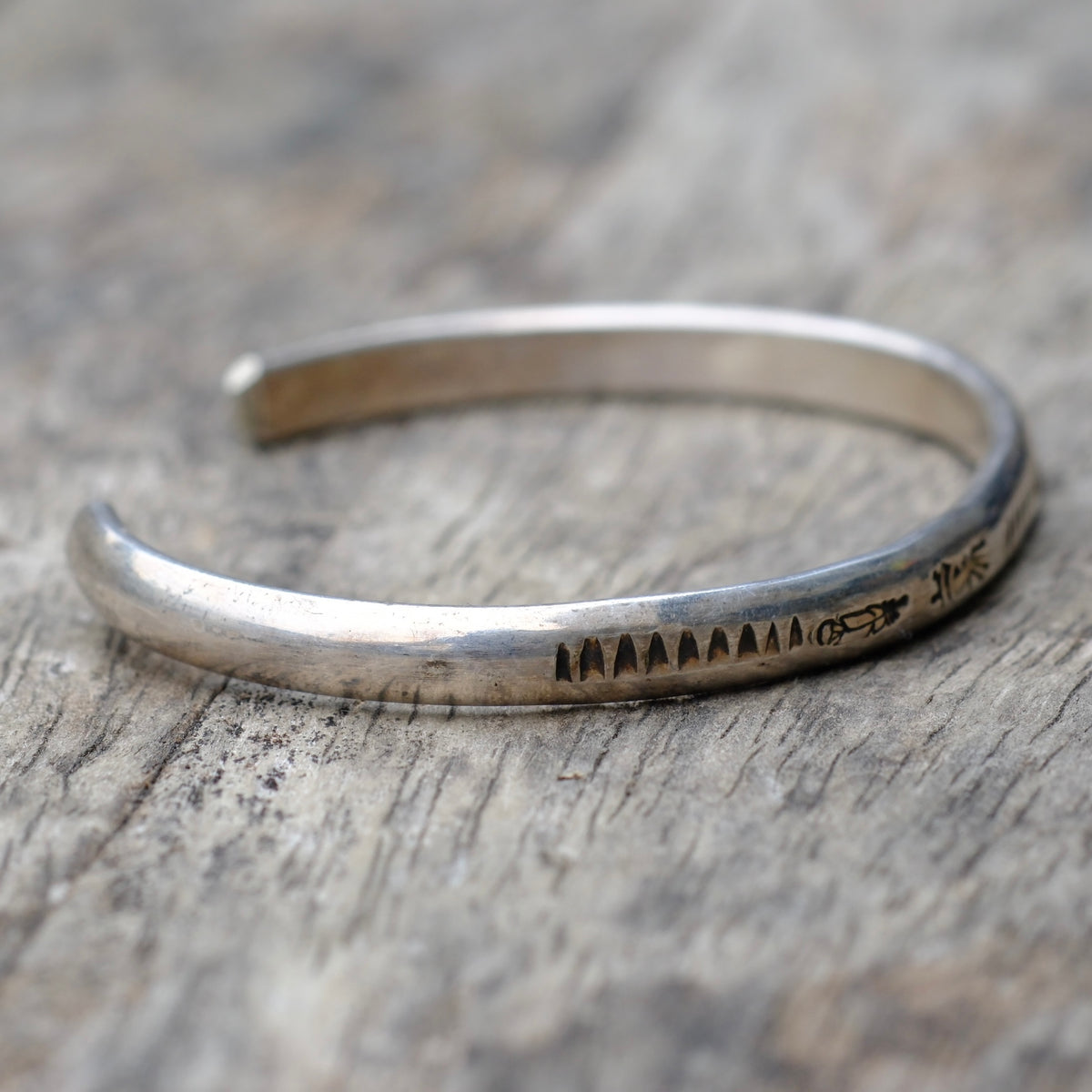 Vintage Sterling Silver Stamped Cuff Bracelet