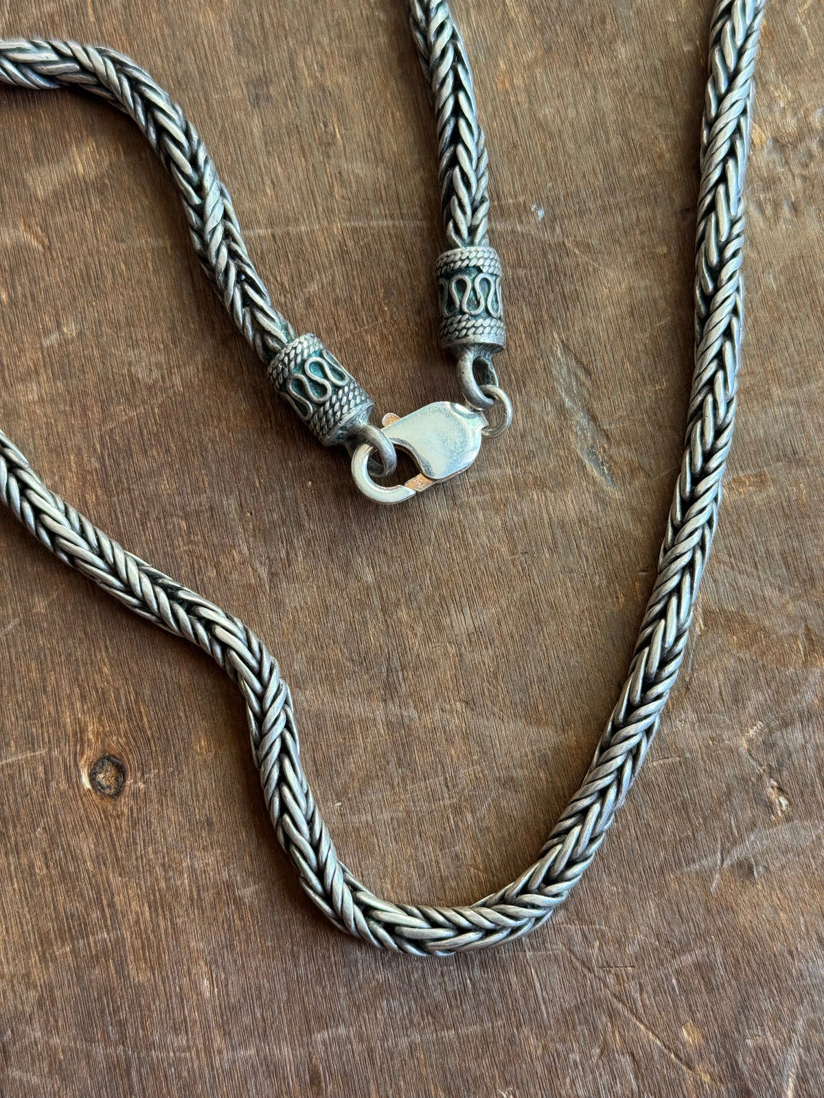 Vintage Sterling Silver 19” Heavy Woven Twist Chain