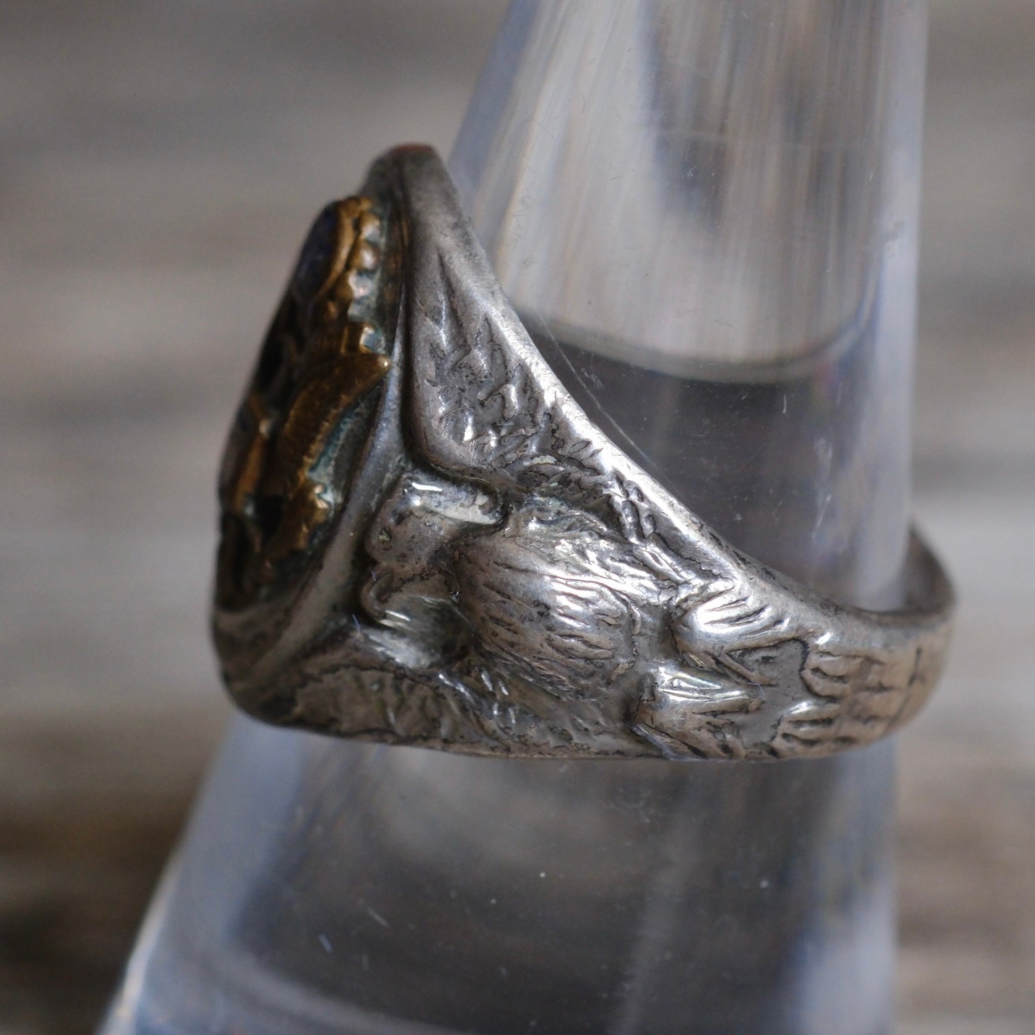 Vintage Sterling Military Signet Ring 8.75