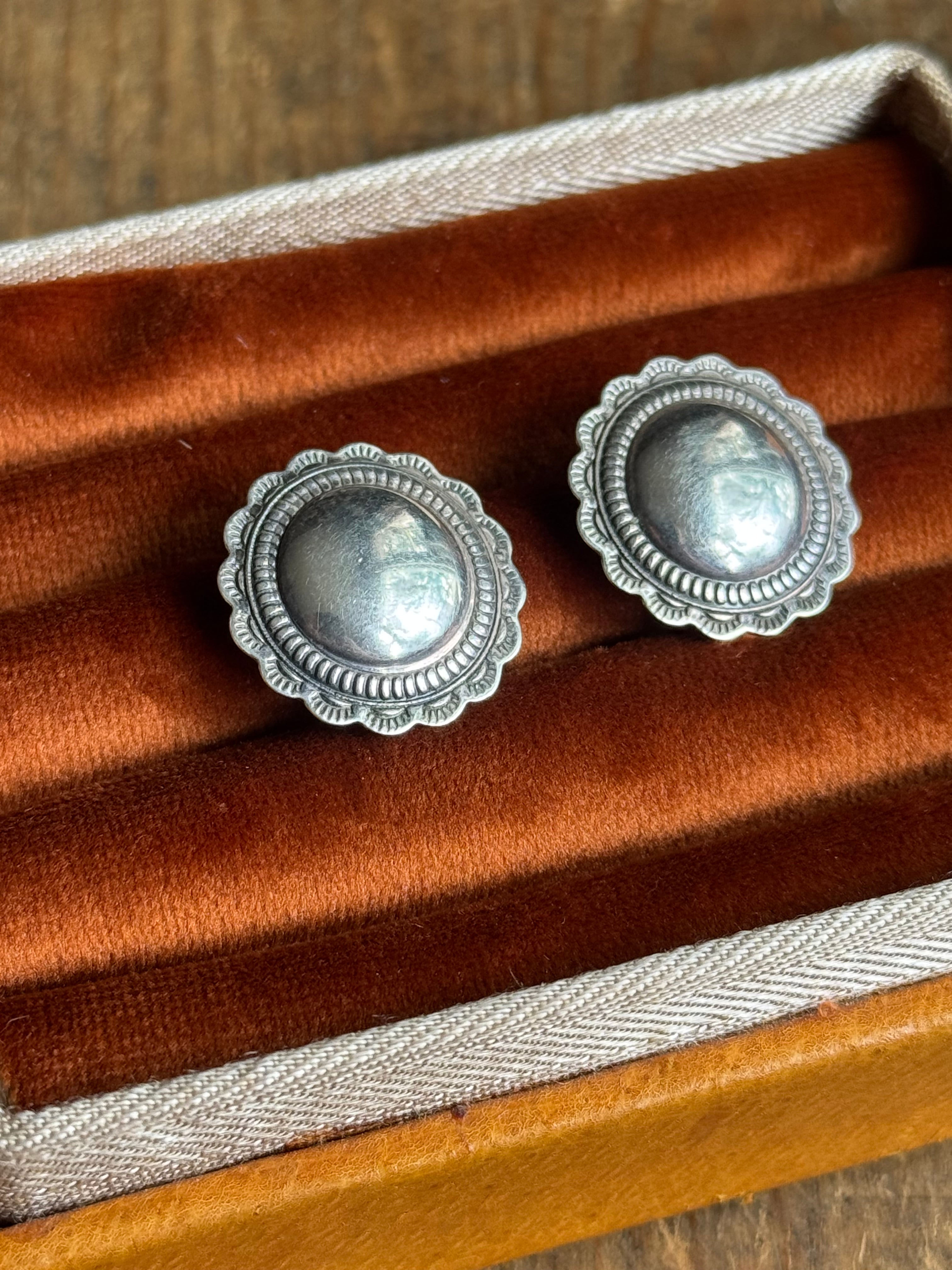 Vintage Sterling Silver Concho Earrings