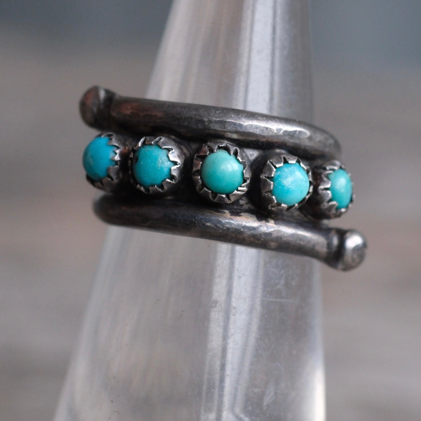 Vintage Sterling Turquoise Band 4.75