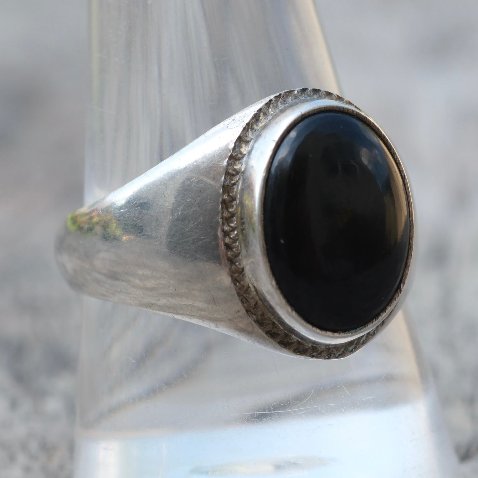 Vintage Sterling Onyx Ring 10.25