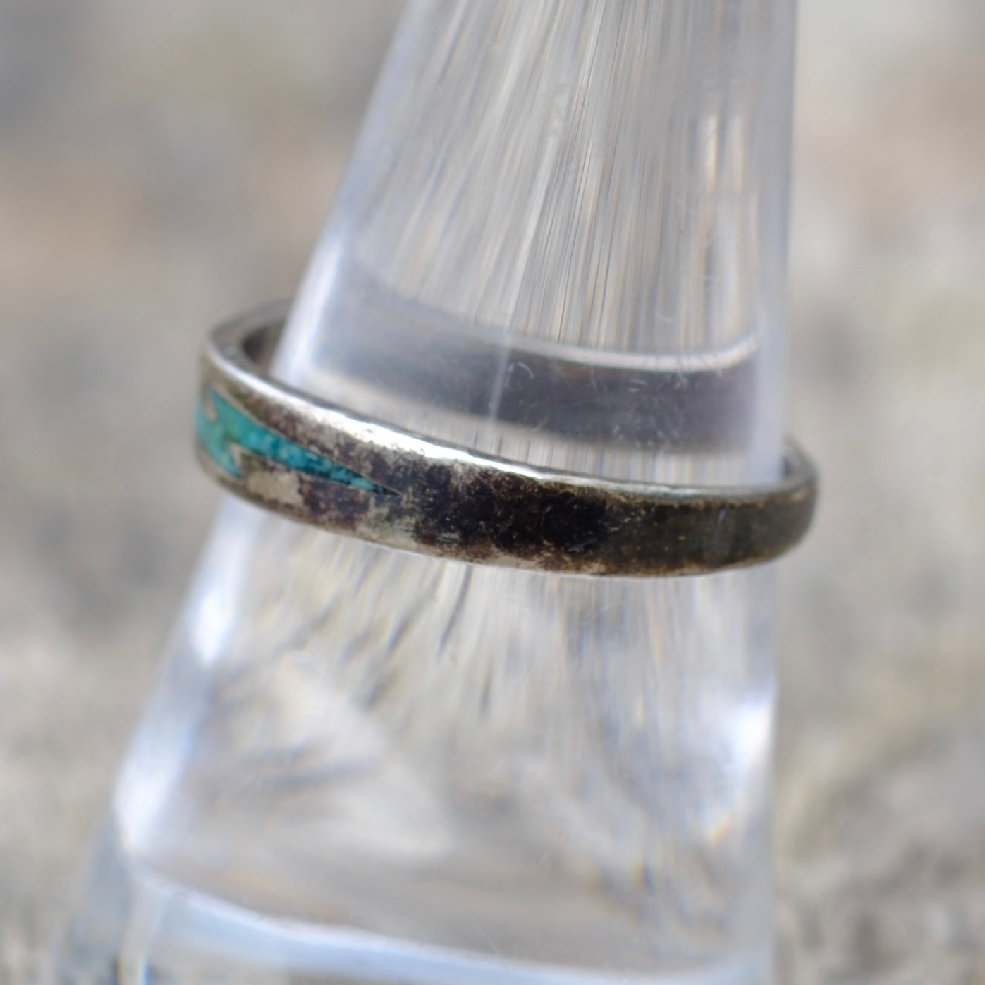 Vintage Sterling Turquoise Inlay Band 8