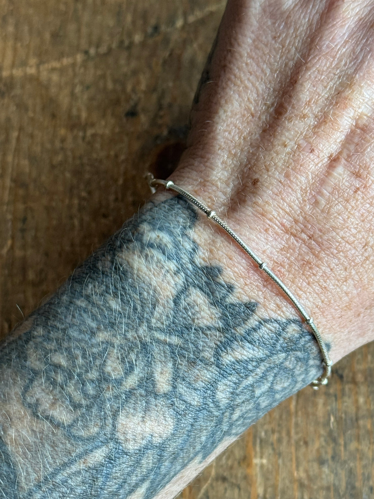 Vintage Sterling Silver Snake Chain Bead Bracelet
