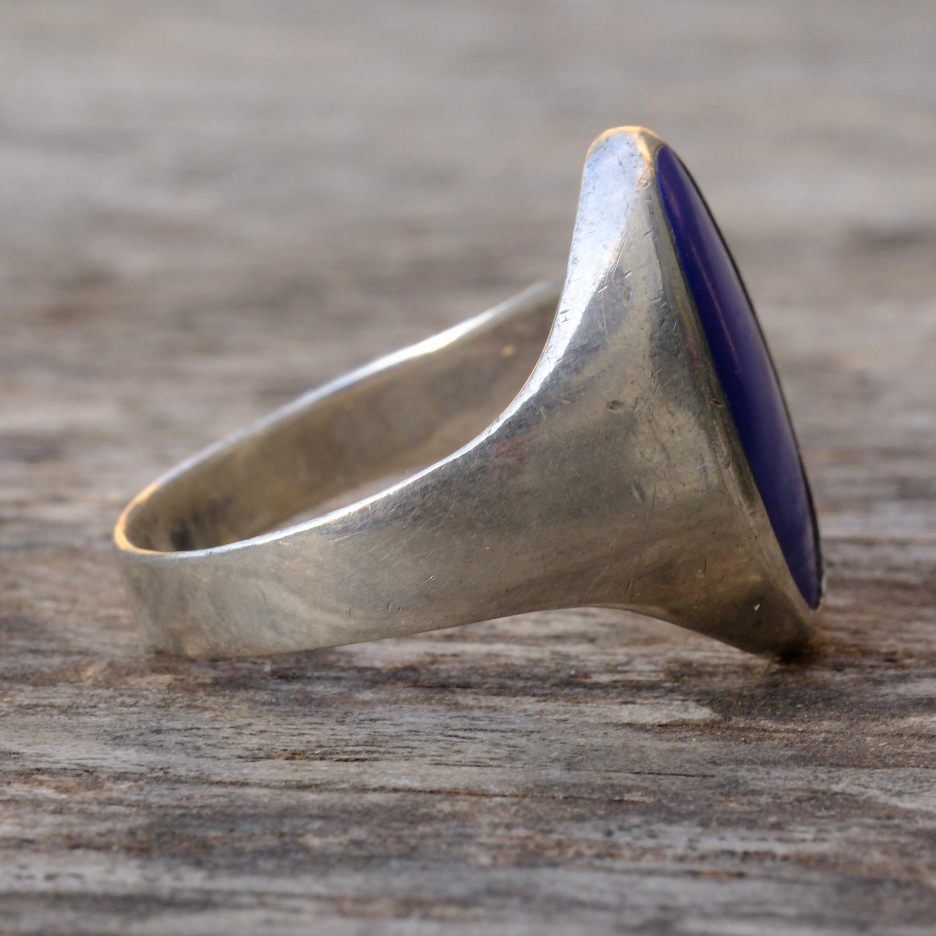 Vintage Sterling Lapis Signet Ring 13.75