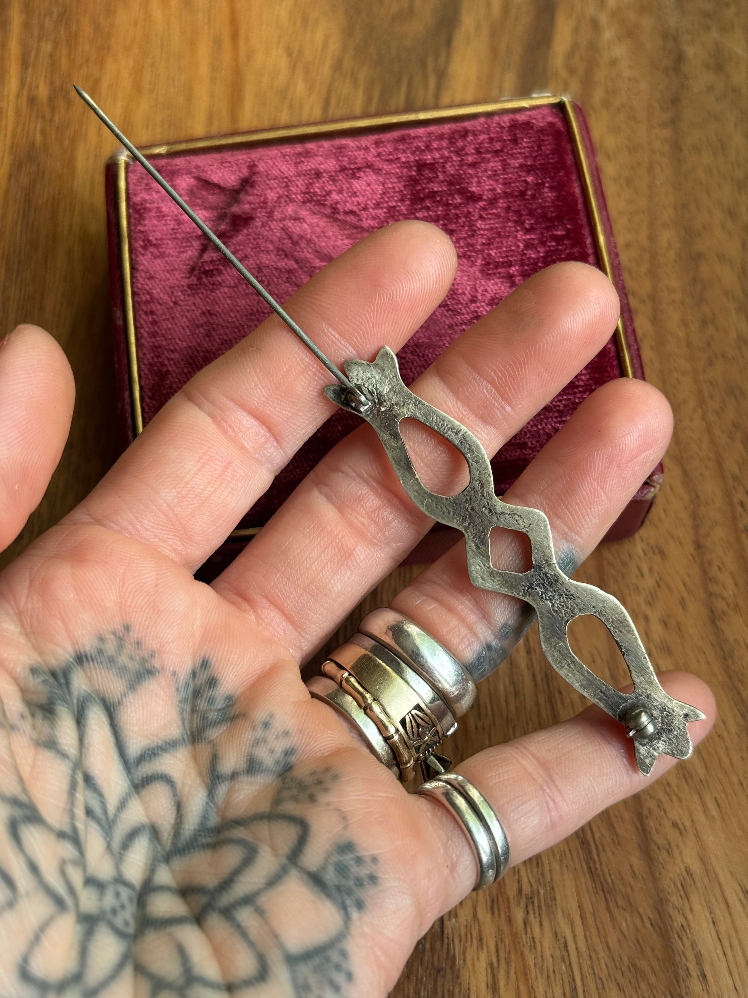 Vintage Sterling Silver Sandcast Pin