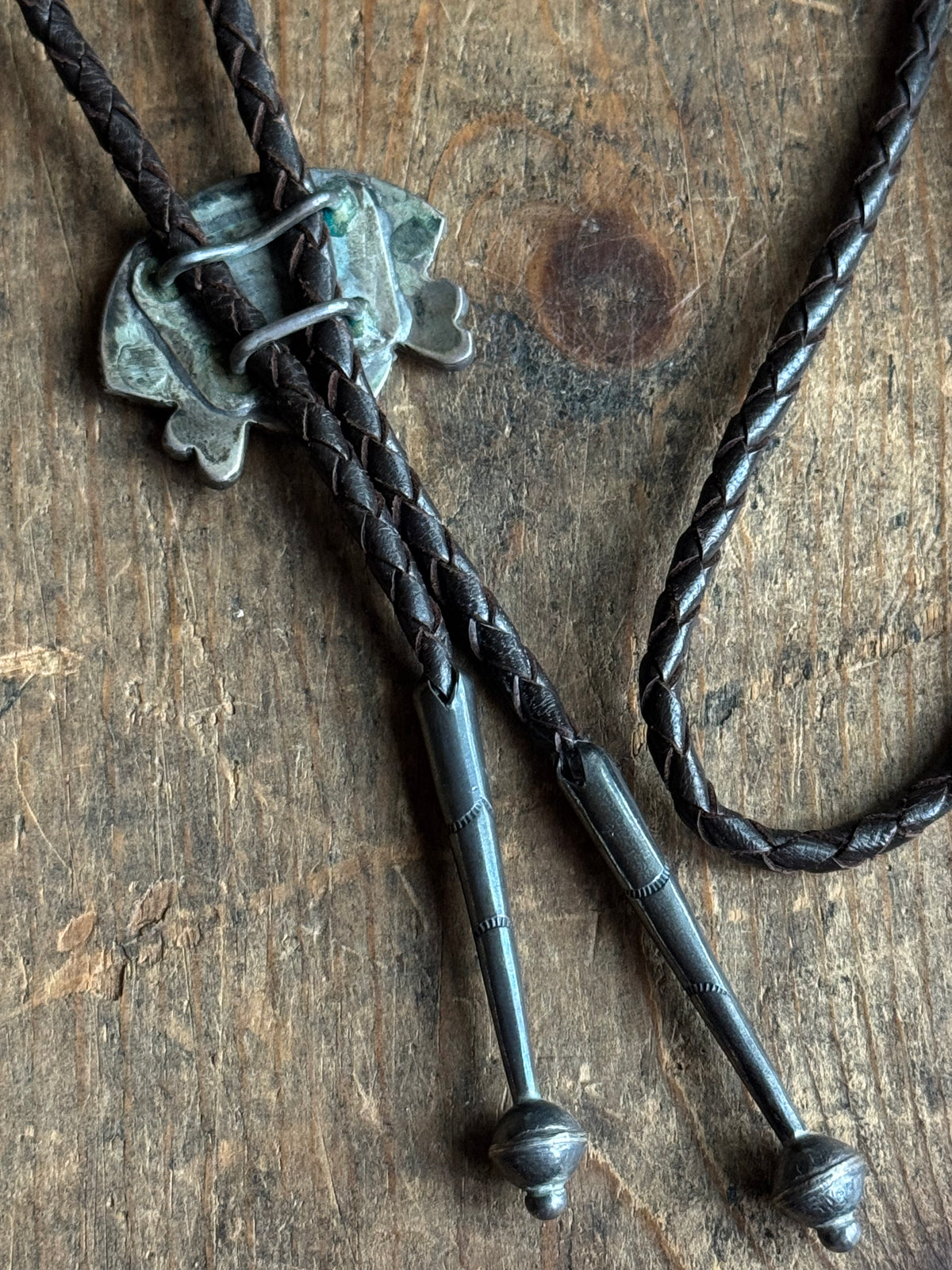 Vintage Sterling Silver Multistone Inlay Warrior Bolo