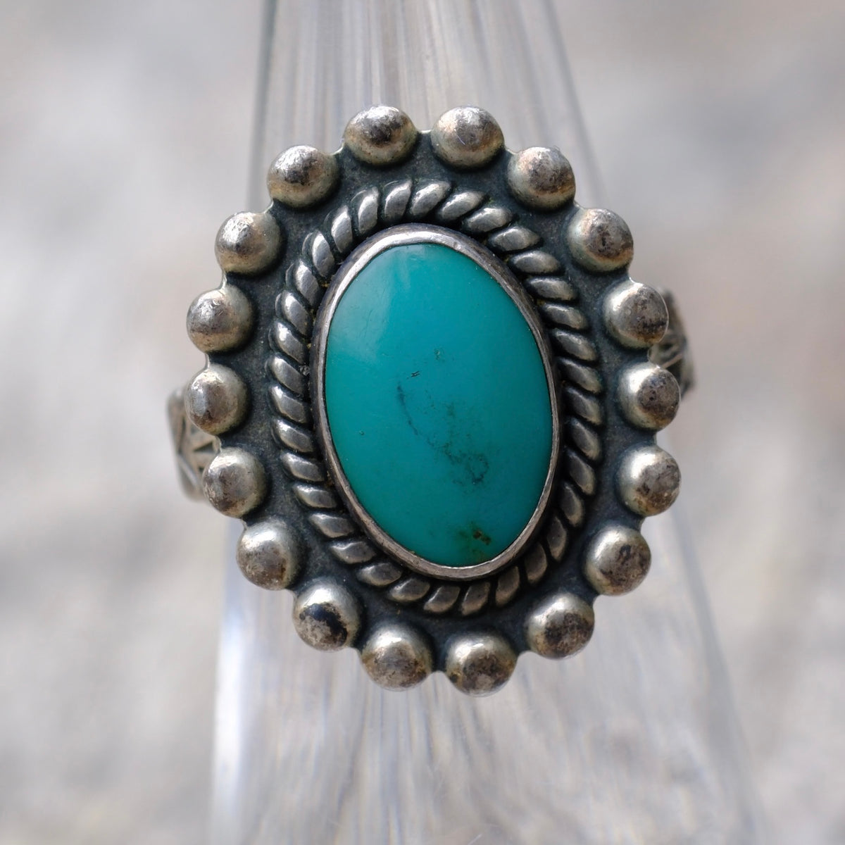 Vintage Sterling Turquoise Ring 5.75