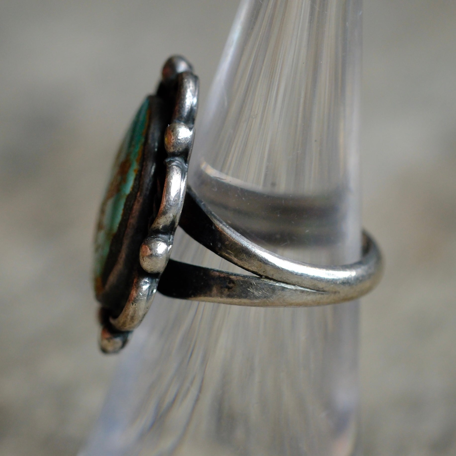 Vintage Sterling Turquoise Florette Ring 5