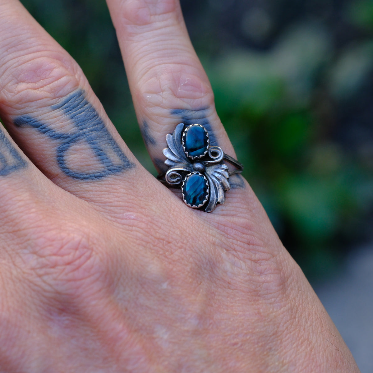 Vintage Sterling Blue Abalone Ring 6