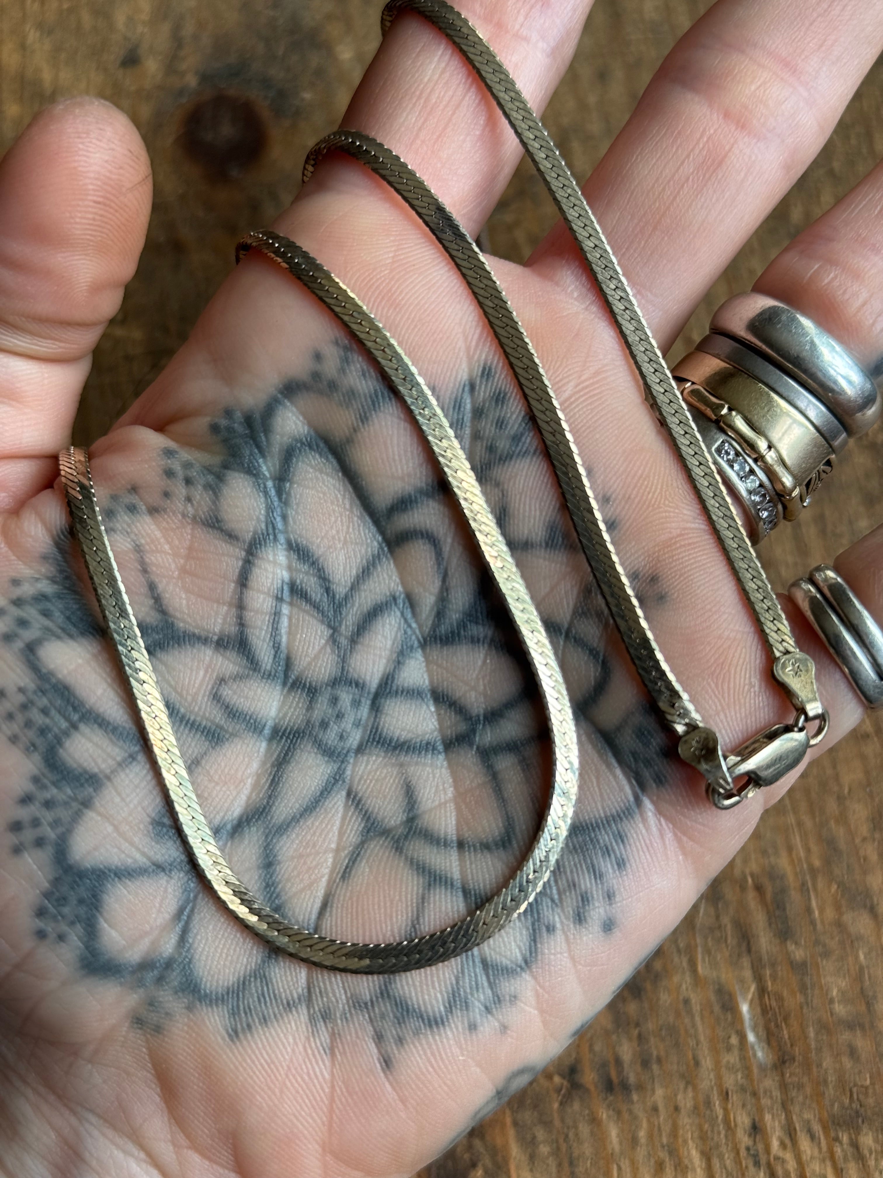 Vintage Sterling Silver 30” Herringbone Chain
