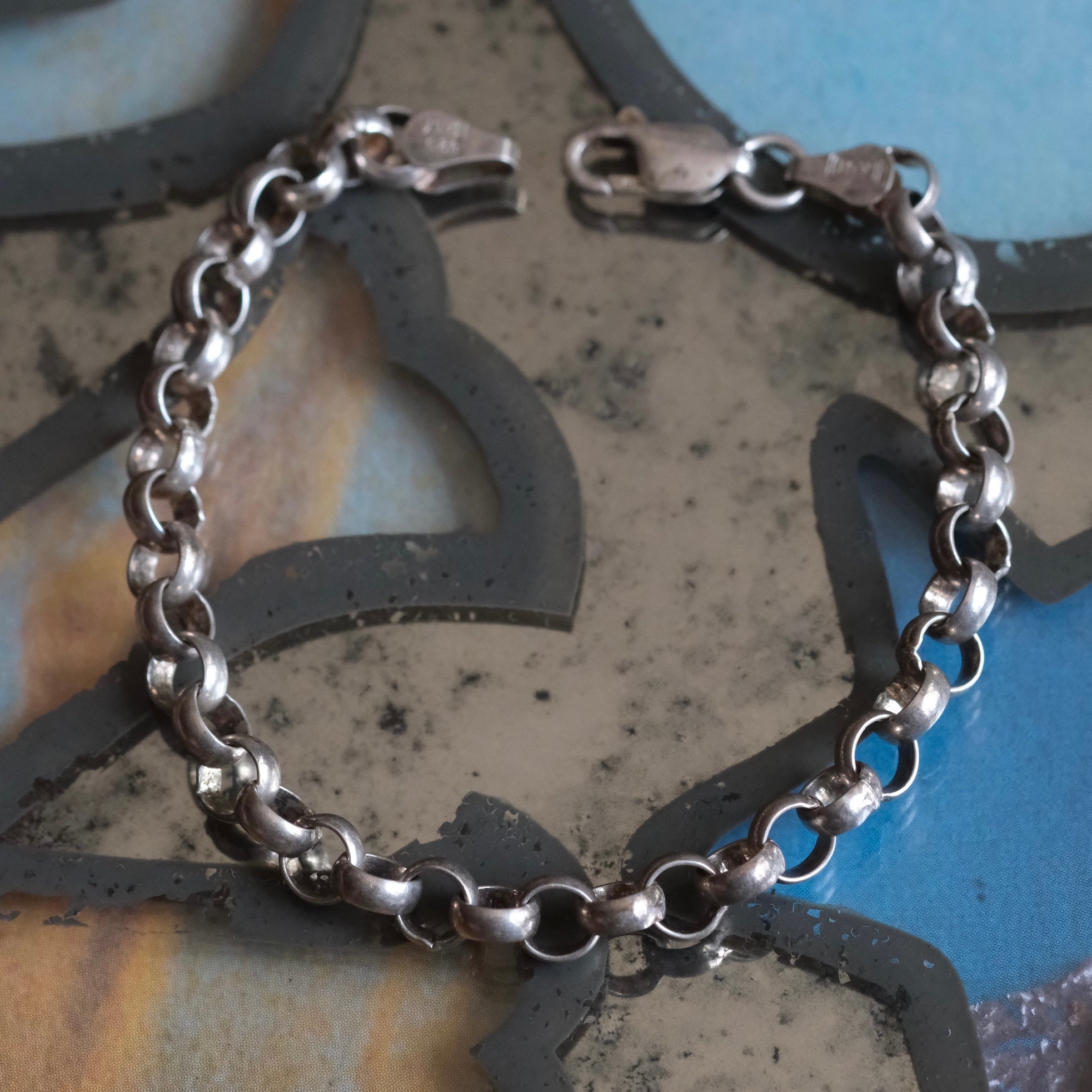Vintage Sterling Rolo Chain Bracelet 7"