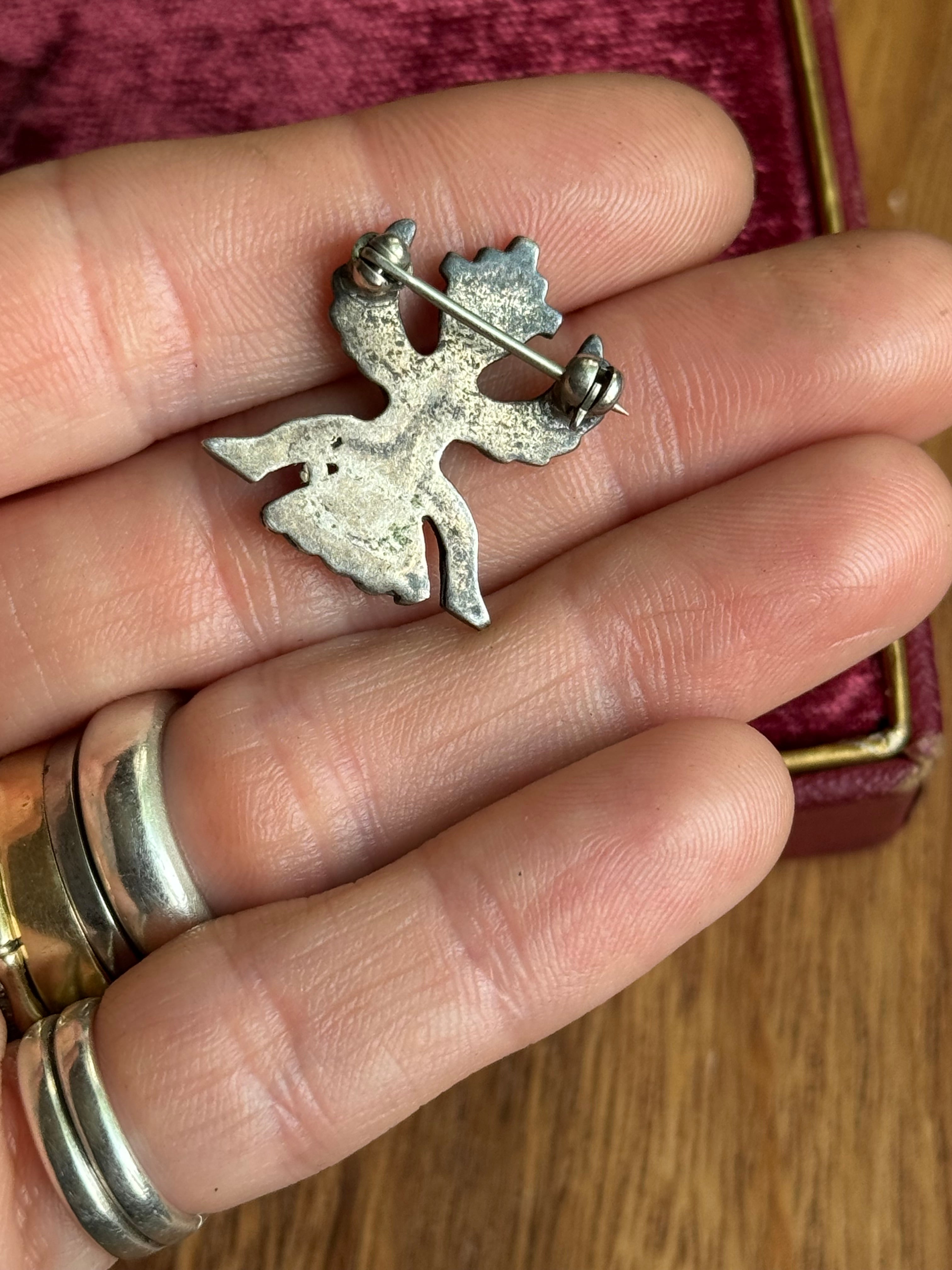 Vintage Sterling Silver Zuni Turquoise Inlay Knifewing Pin