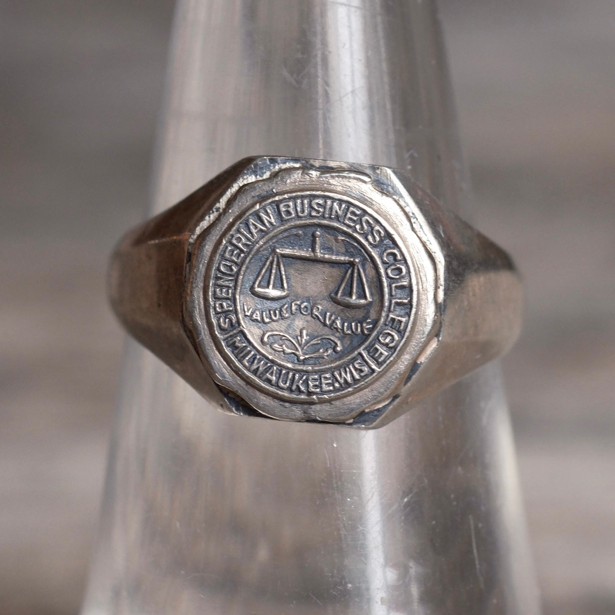 Vintage Sterling Collegiate Signet Ring 6.25