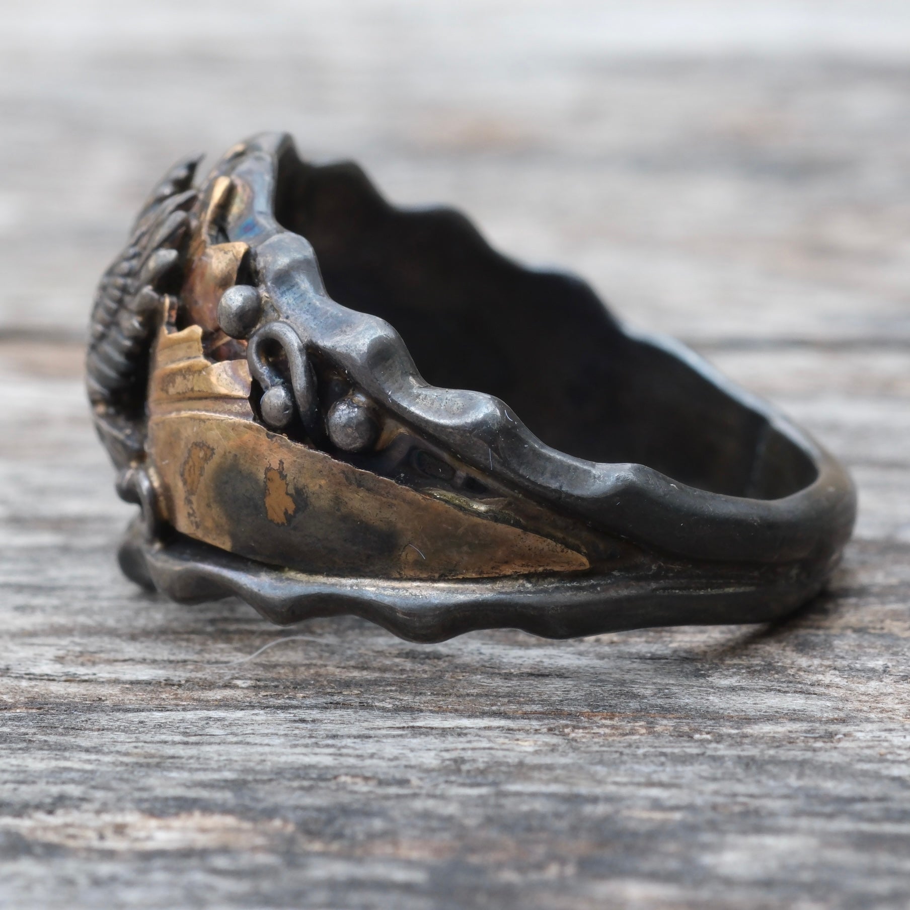 Vintage Sterling and Copper Eagle Ring 14